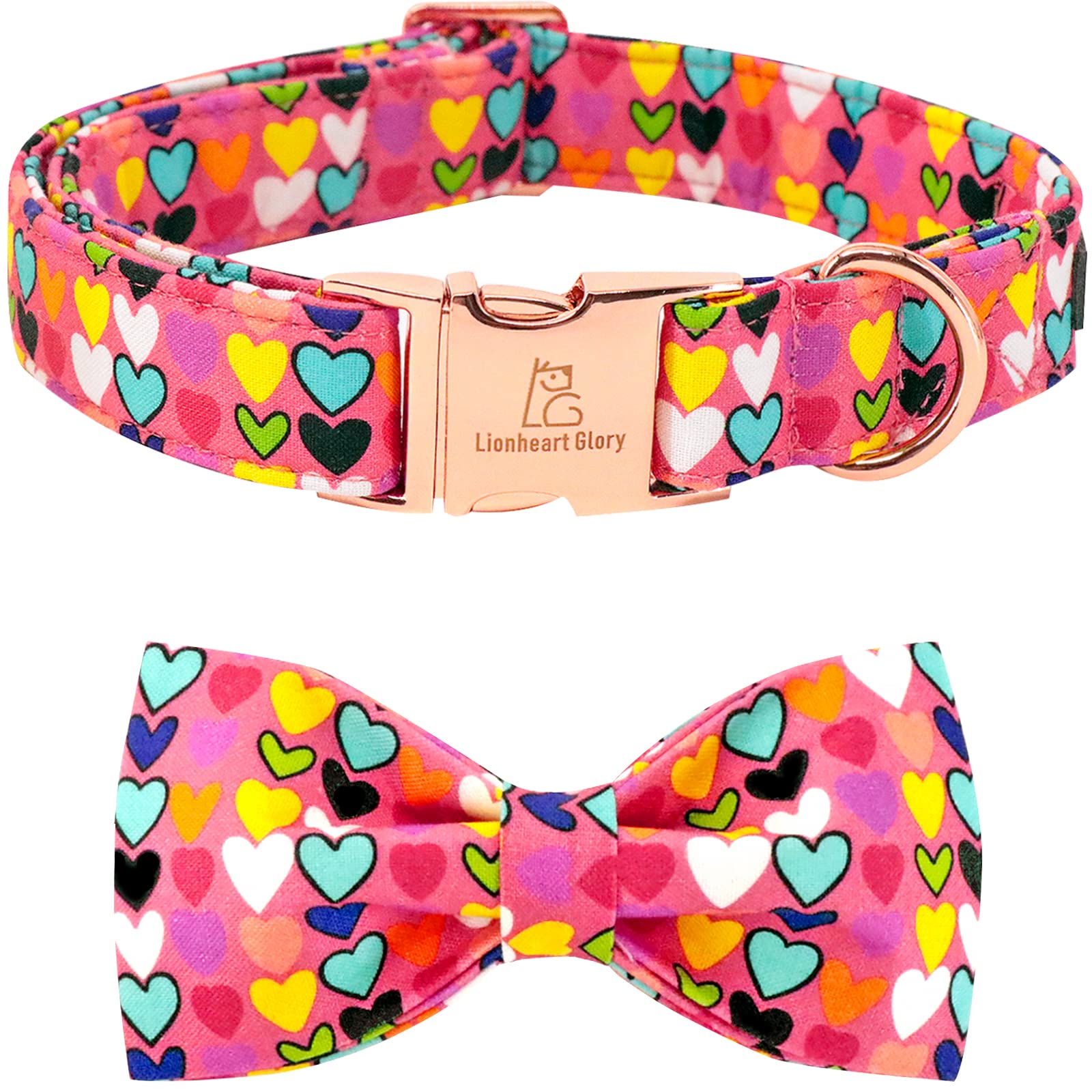 Lionheart Glory Valentine'S Adjustable Dog Collar With Bow For Medium Dogs