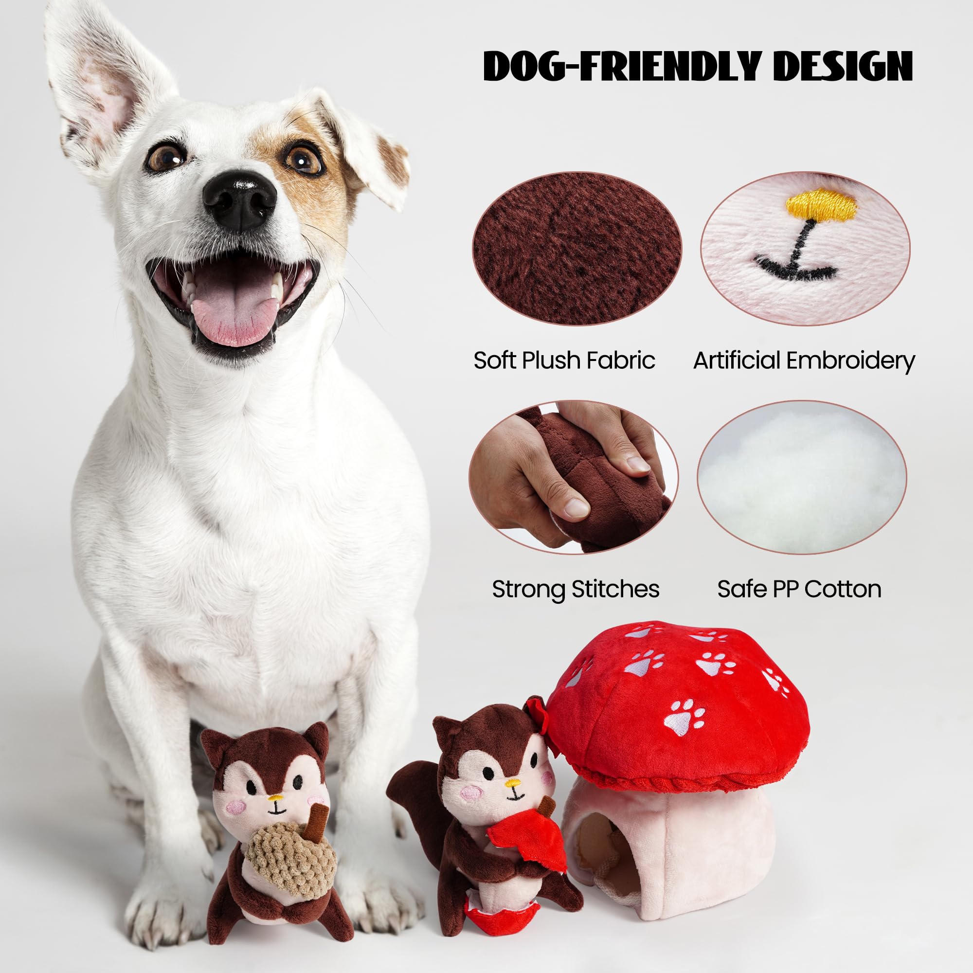 Nocciola Squirrel Dog Squeaky Toys-Hide And Seek Plush Dog Toys, Small Dog Toys For Boredom, Christmas Dog Toys For Small And Me