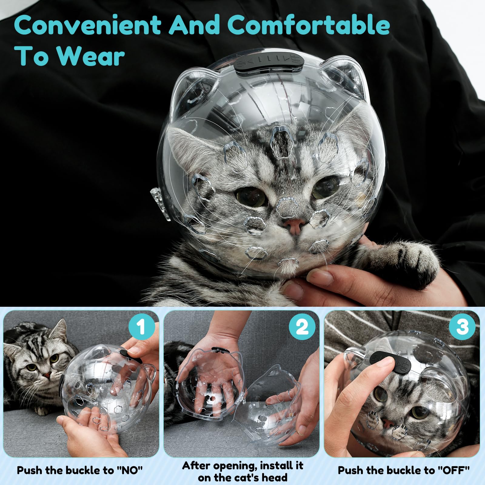 Vmbqrti Cat Muzzle For Grooming, Breathable Transparent Astronaut Helmet With 4 Silicone Paw Protectors, Anti-Bite Muzzle For Ba