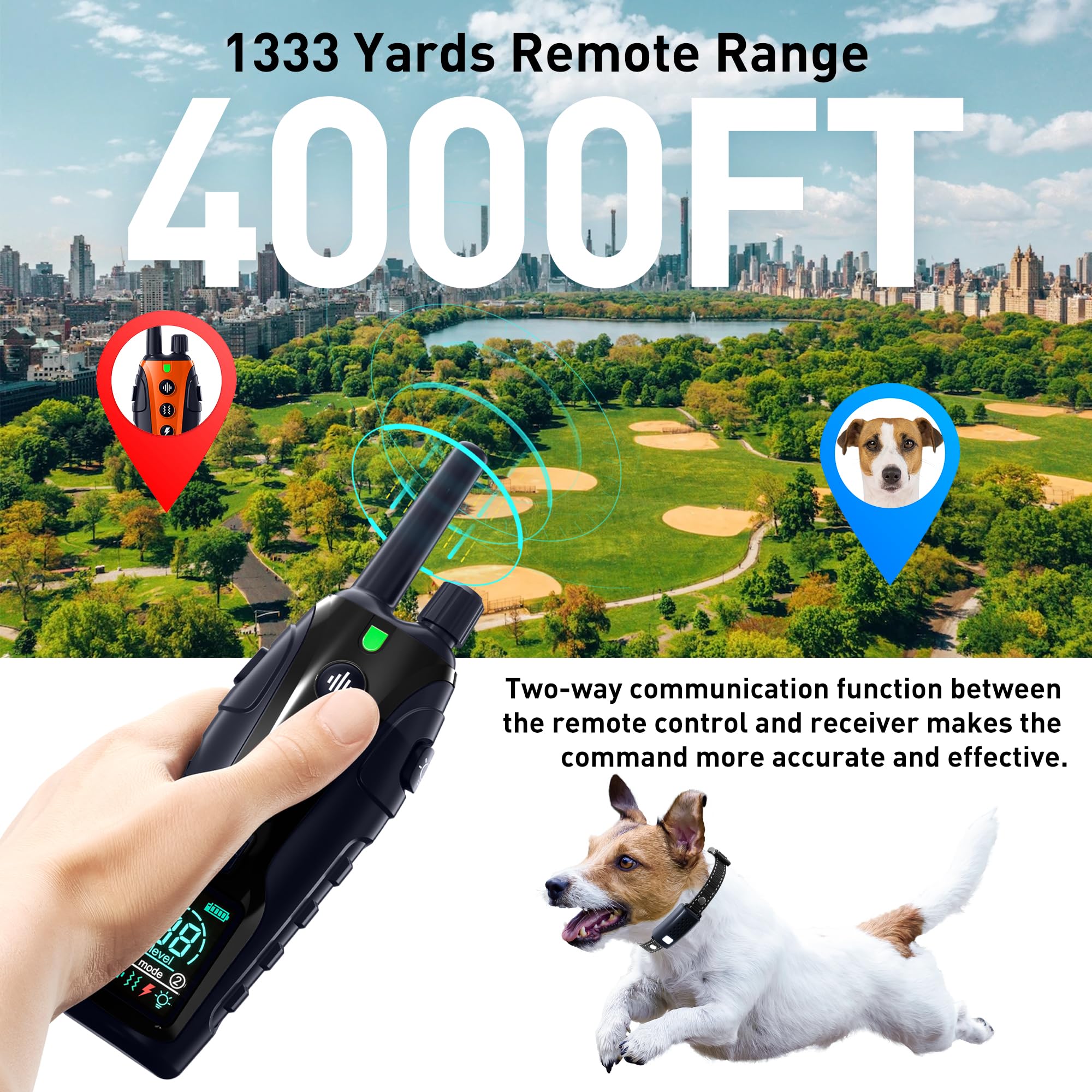 Dog Shock Collar With Flashing Light For Night Walks,Dog Training Collar With Adjustable Pitch Beep,Vibration,Shock And Keypad Lock,Dog Training Collar With Remote 4000Ft,Shock Collar Dog