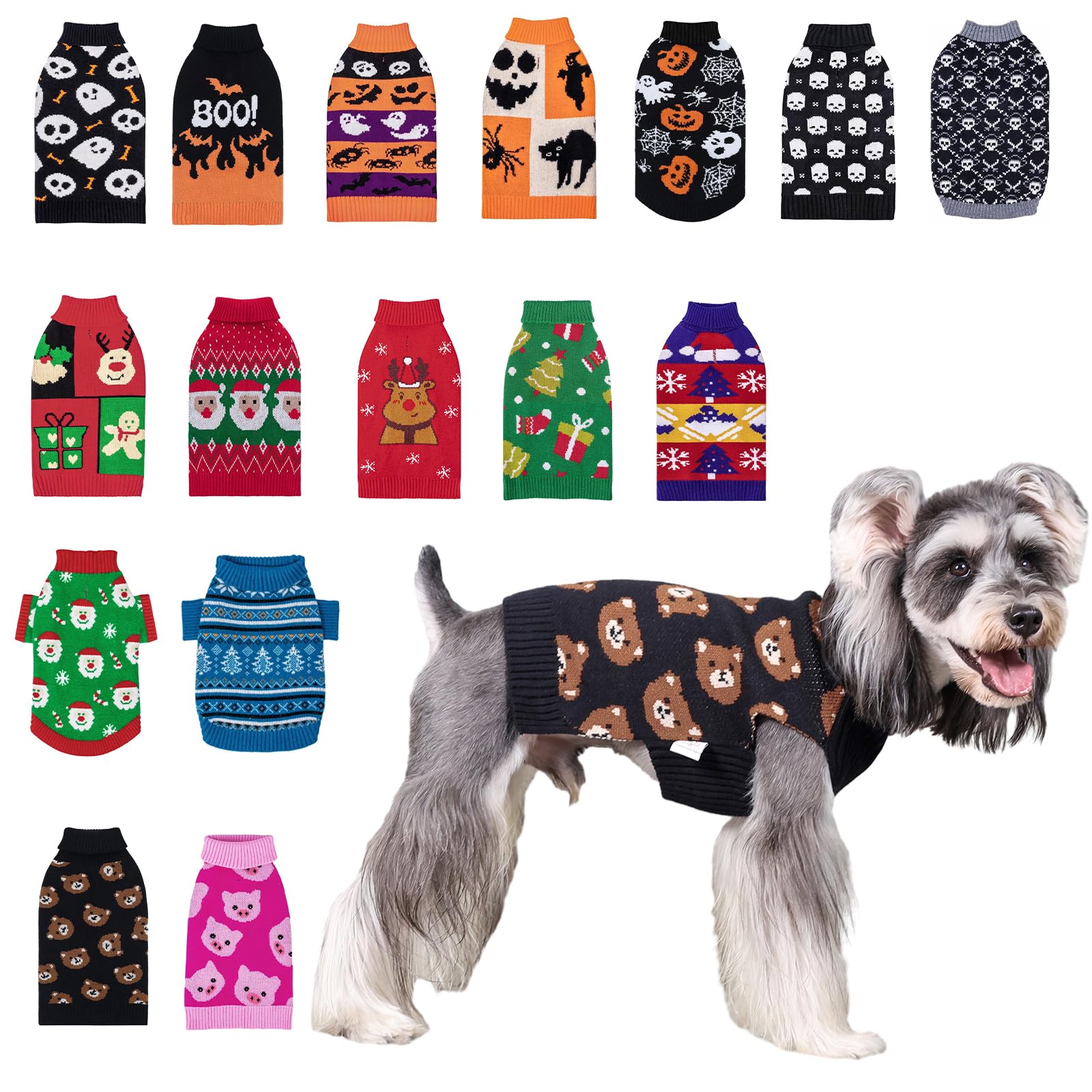 Cutebone Cute Dog Sweater - Bear Pattern Pullover For Small Medium Dogs, Winter Clothes For Chihuahua Yorkie Teacup Ds97Xl