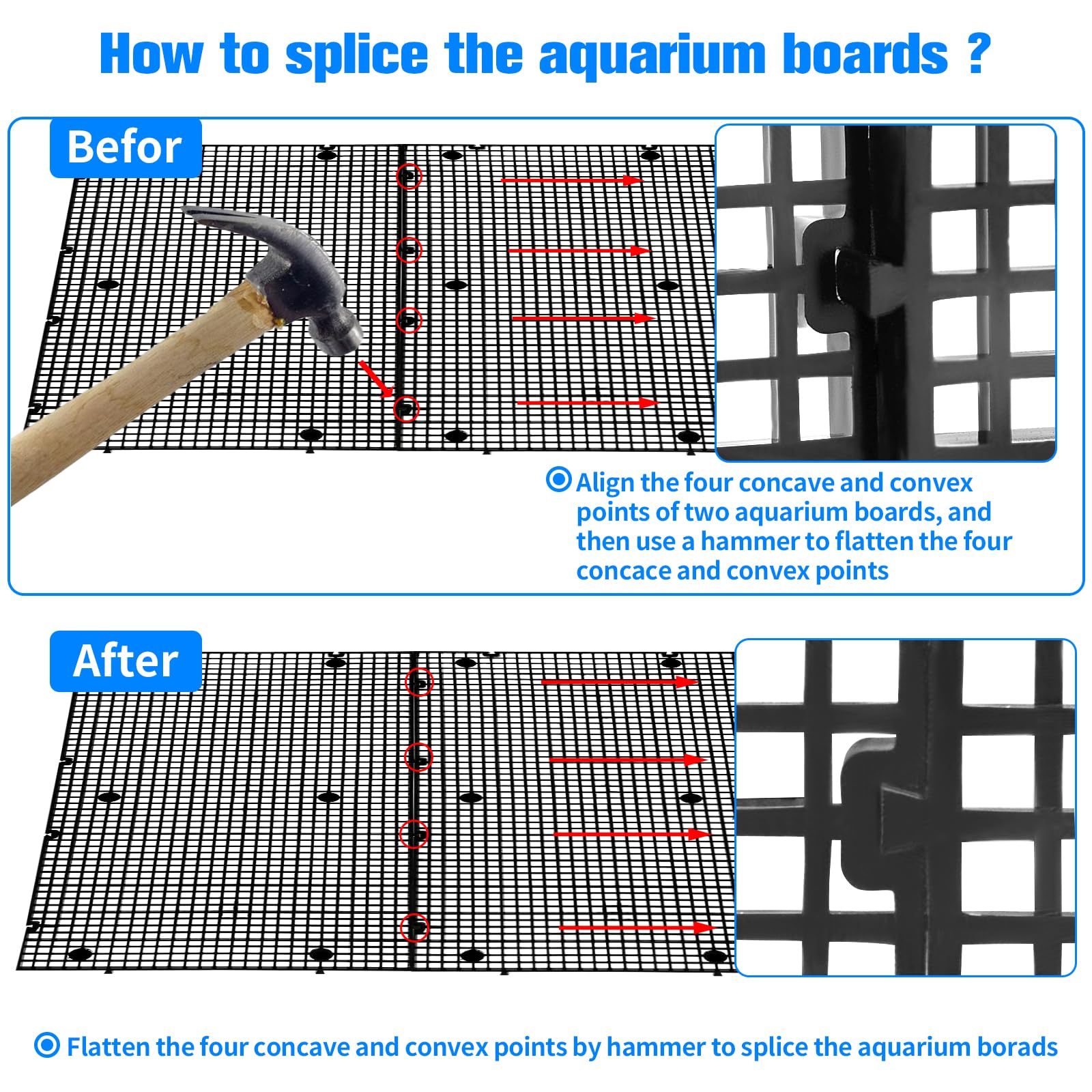 Plastic Egg Crate Grip Panel Fish Tank Divider Aquarium Divider Filter Bottom Fish Tank Isolation Board Egg Crate Tray (Black, 1