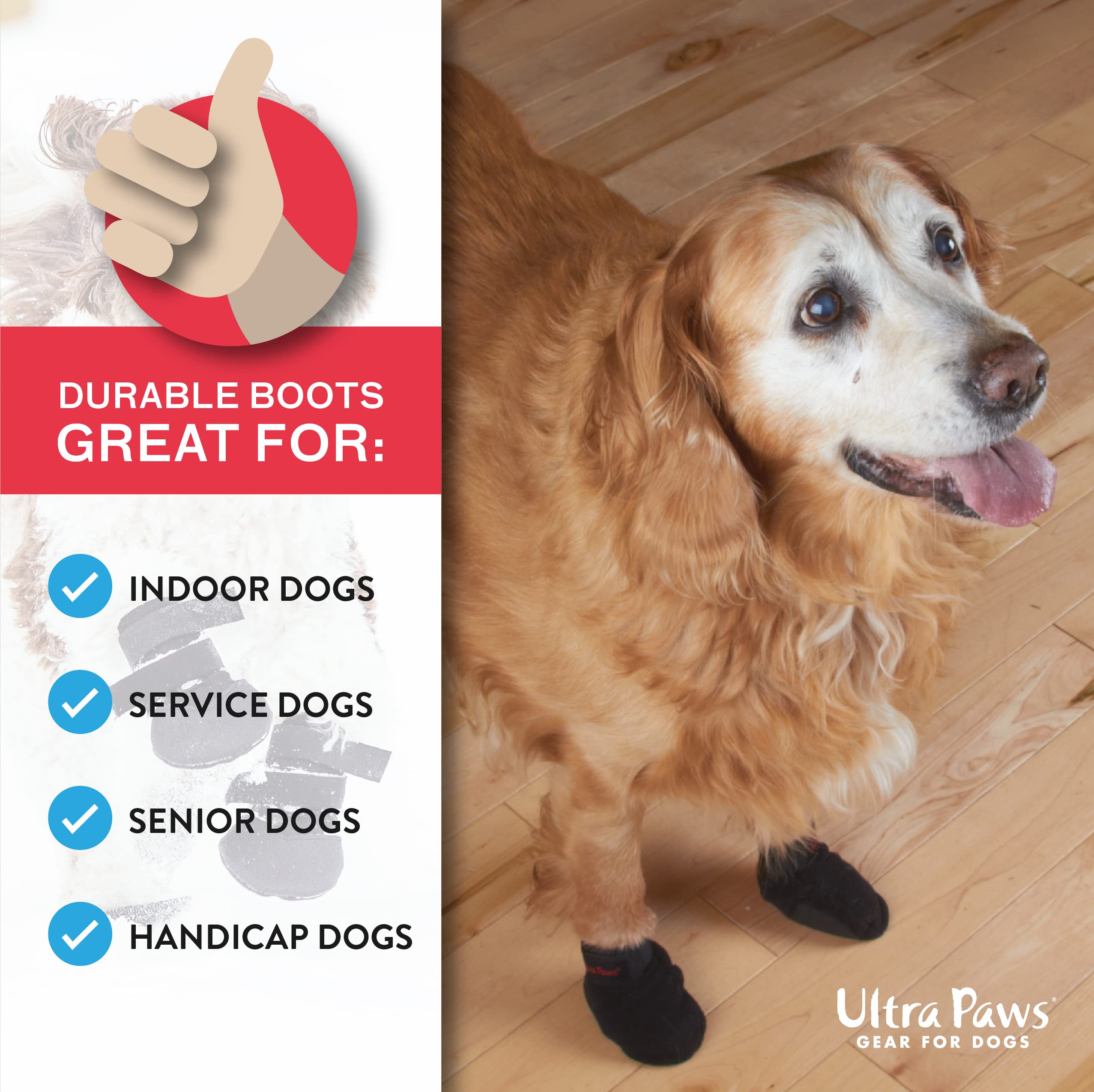Ultra Paws Durable Dog Paw Protector|Dog Boots|Dog Shoes|Red Light Duty Heat, Water Resistant Dog Booties For Hot Pavement For L