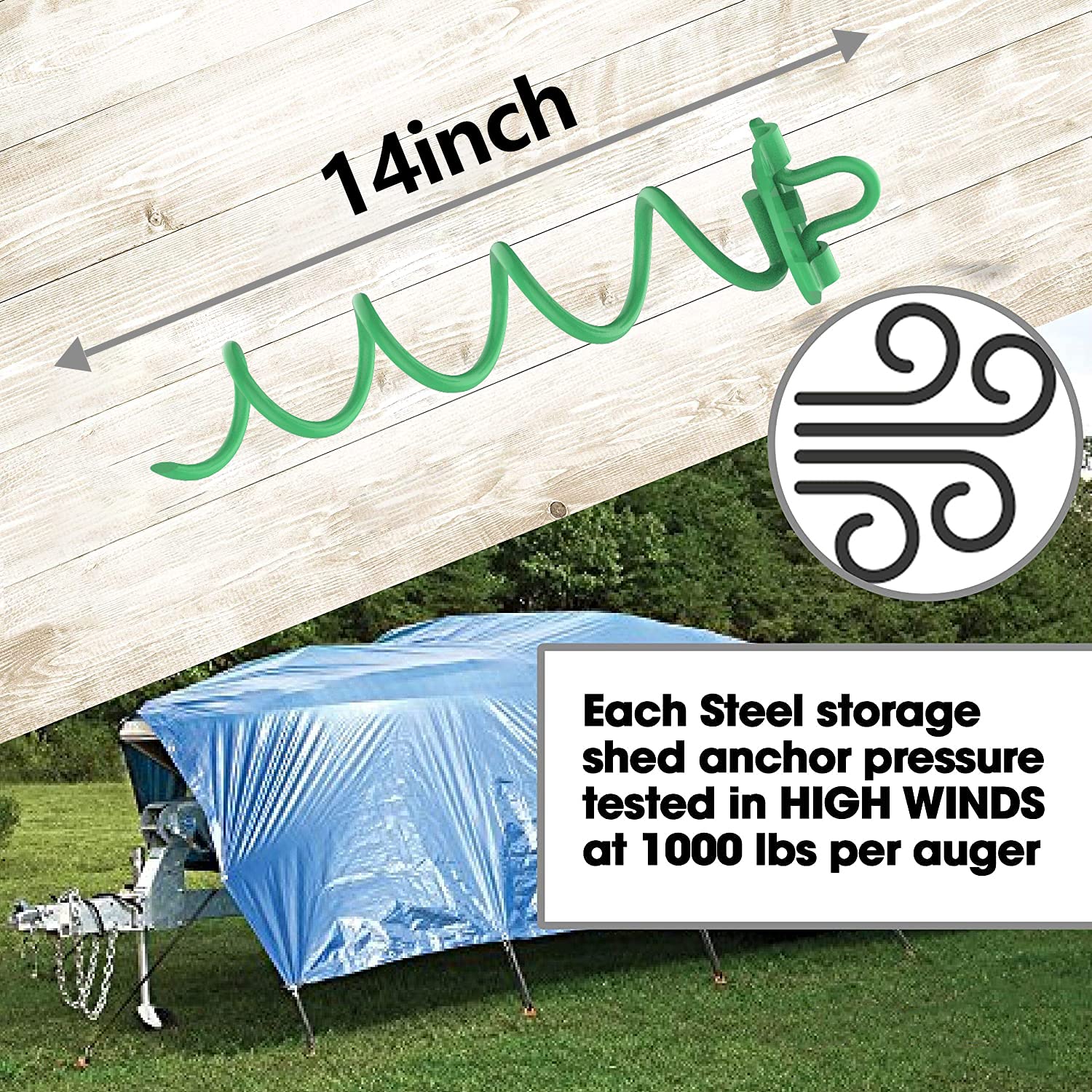 Eurmax Usa 4-Pc Pack Spiral Stakes Heavy Duty Anchor Kit Ice Screw Anchor For Trampoline, Tents, Tarps, Canopies,Car Ports,Dog T