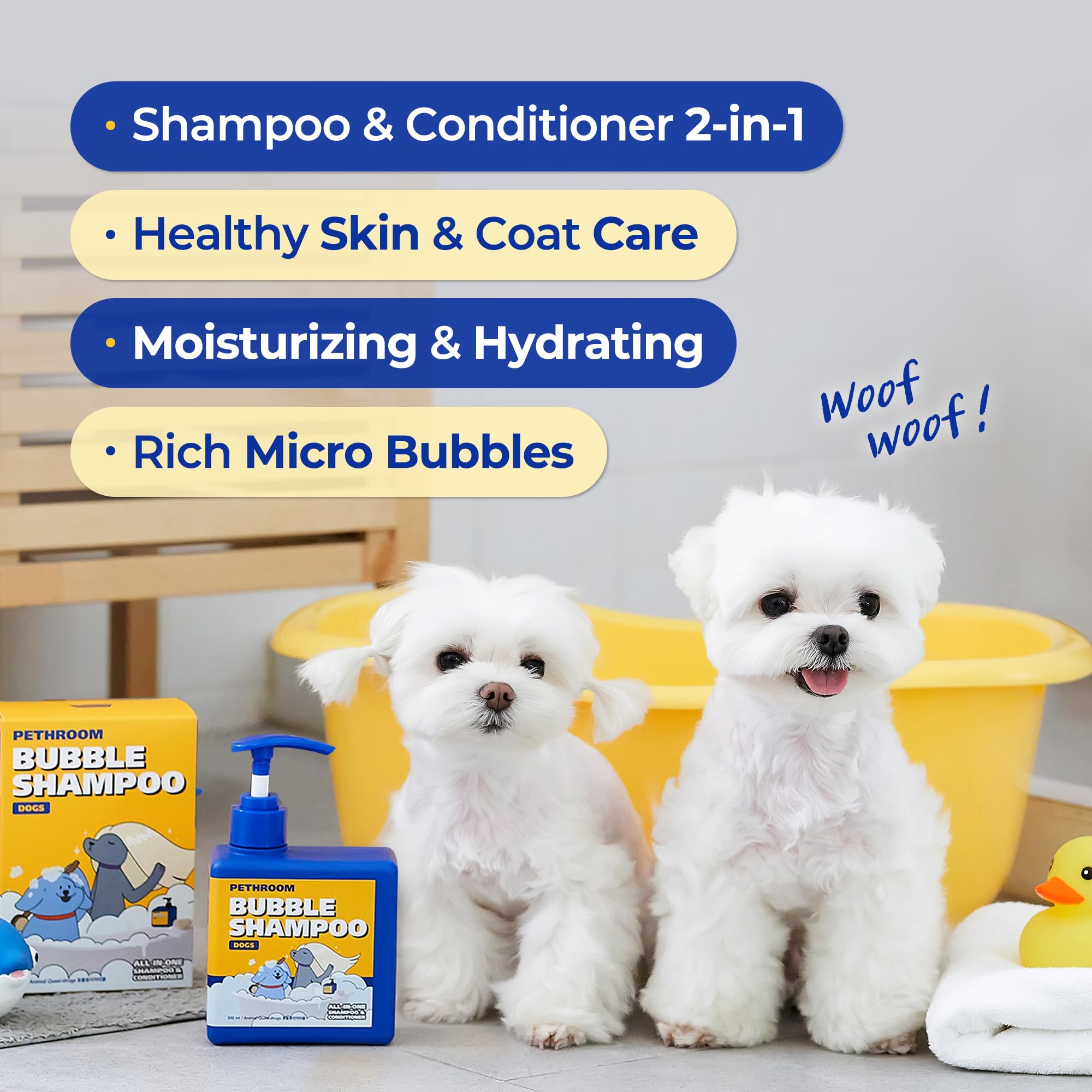[Pethroom] Bubble Shampoo For Dogs - Gentle, Deep-Cleaning Formula With Organic Ingredients, Hypoallergenic And Tear-Free, 10.1O
