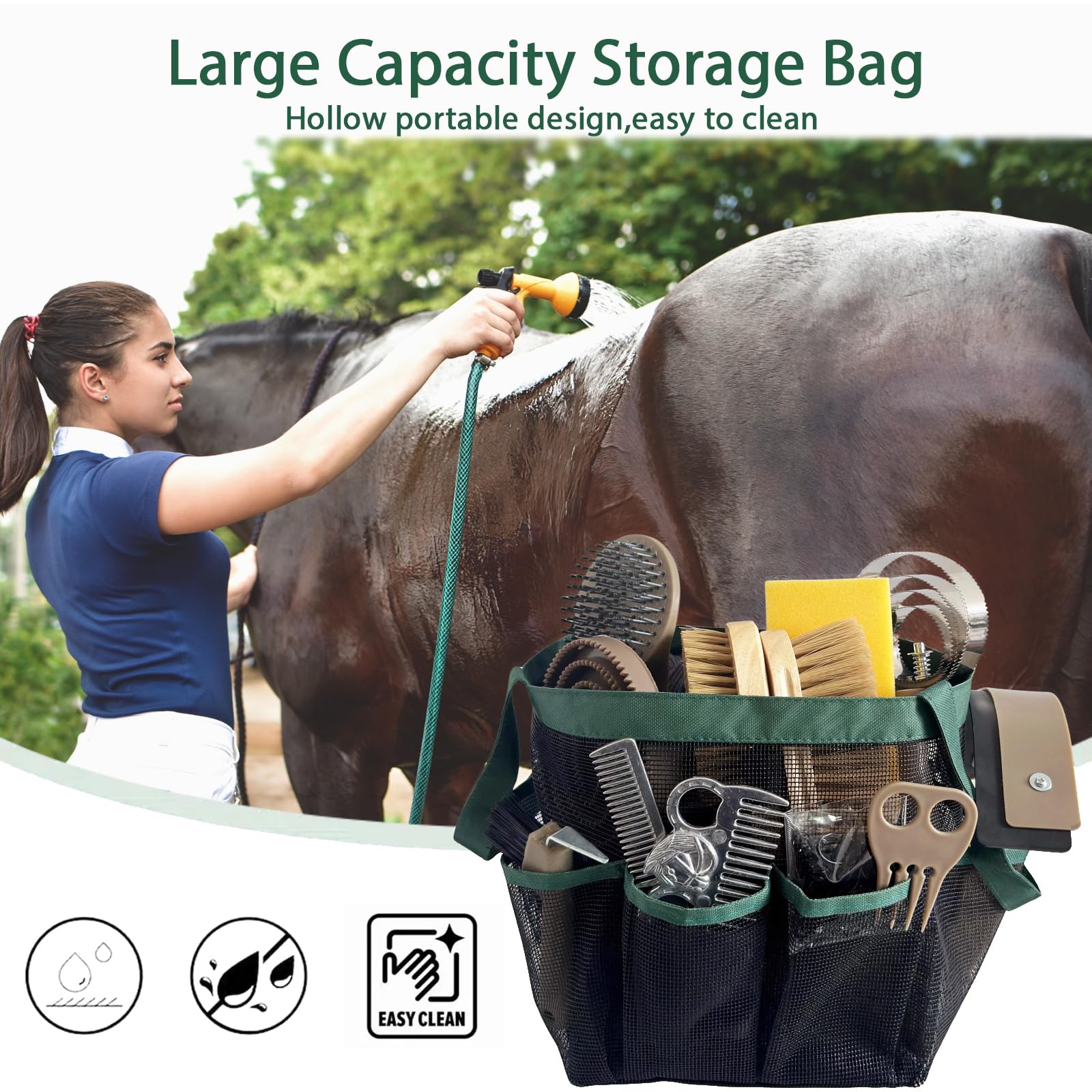 Terpup Horse Grooming Kit 13 Piece, Horse Brushes For Grooming Supplies Set With Organizer Bag, Horse Braiding Kit, Horse Brush