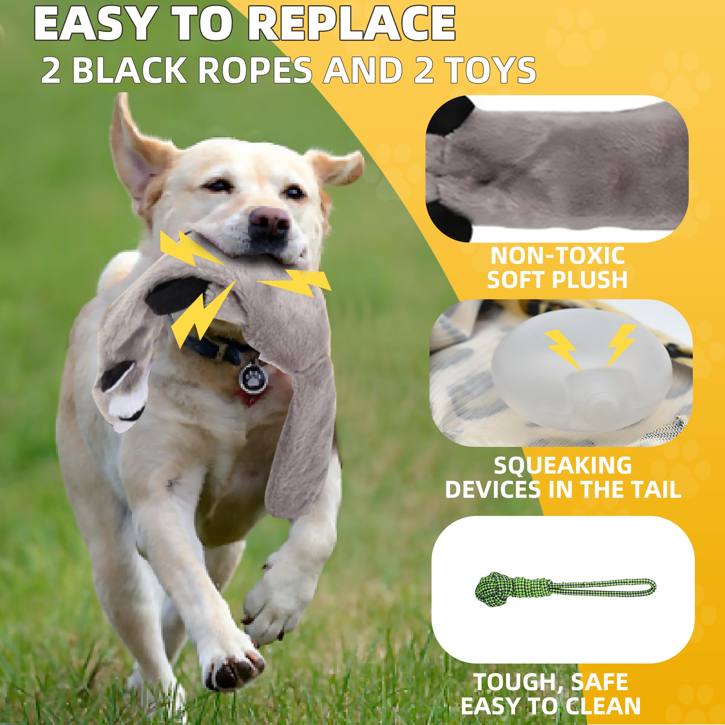 Koxxud Flirt Pole Dogs, Dog Chase Toy With Squeakers Inside, Dog Fishing Pole Toy For Large Medium Small Dogs To Keep The Dog En