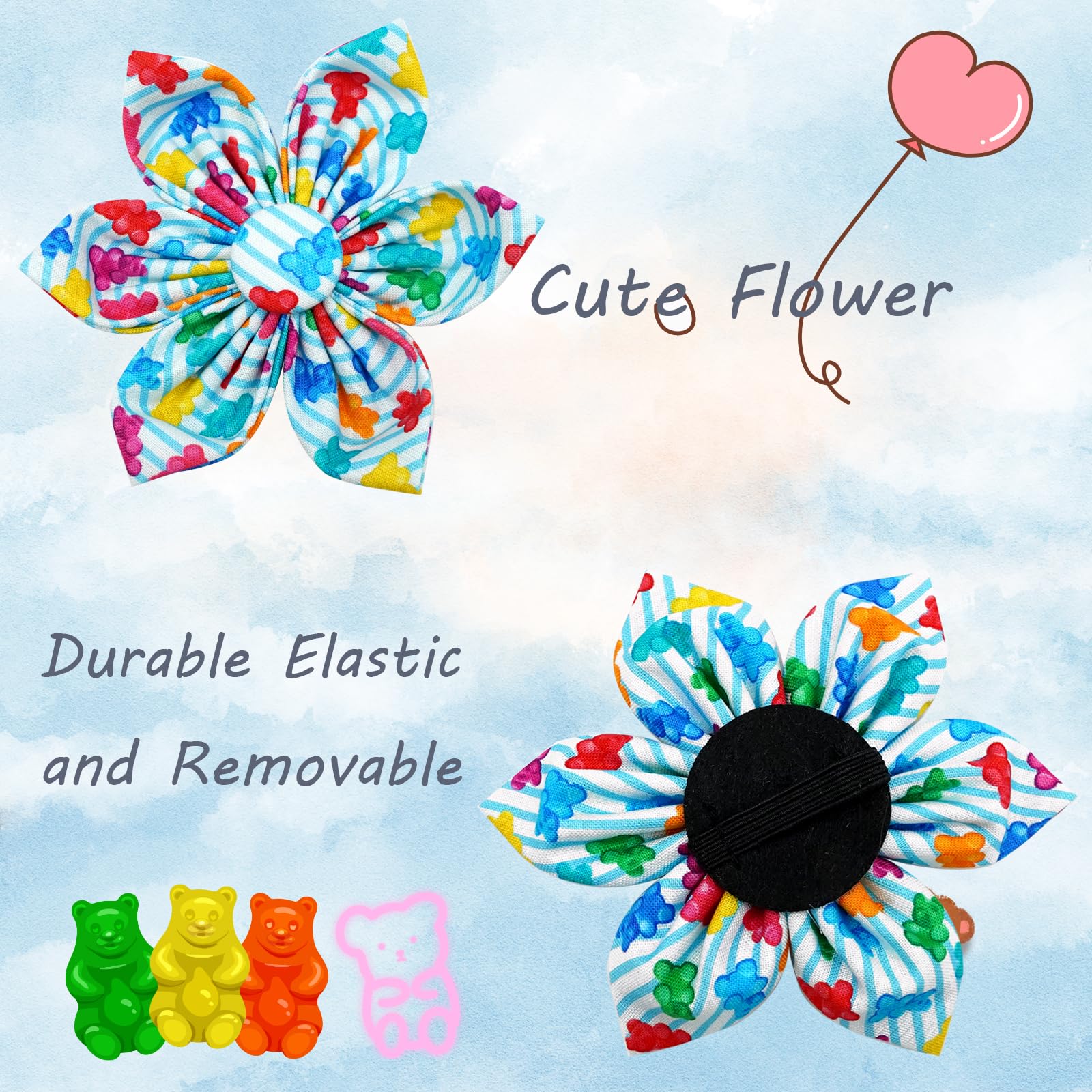 Elegant little tail Dog Collar, Dog Collar with Flower Boy Girl Pet Collar Flowers Soft Durable Dog Flower Collar for Medium Dog