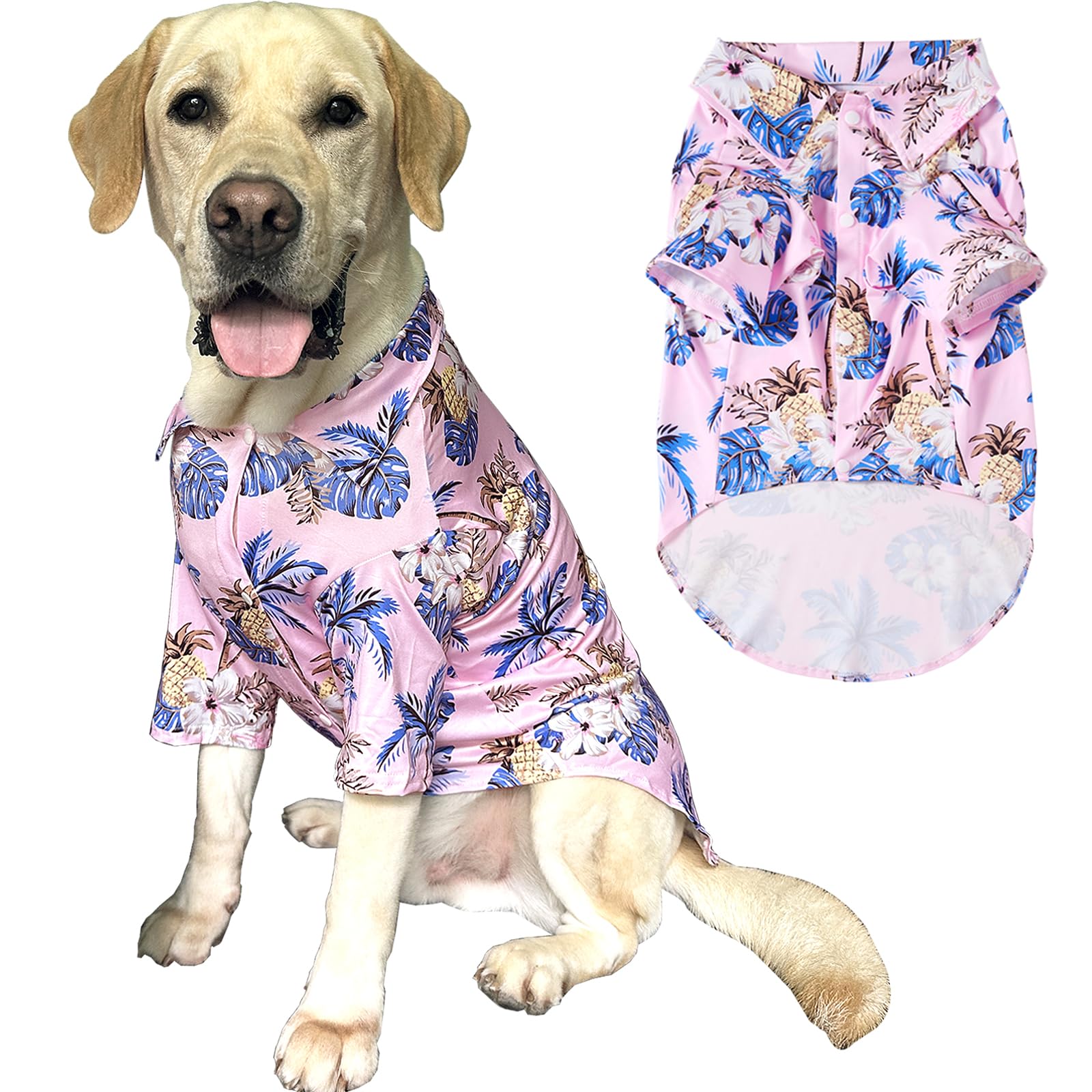 Hawaii Shirt For Dogs - Coconut Tree Prints Polo T-Shirt, Breathable Cool Beach Style Summer Clothes For Large Dog Boys Girls (X