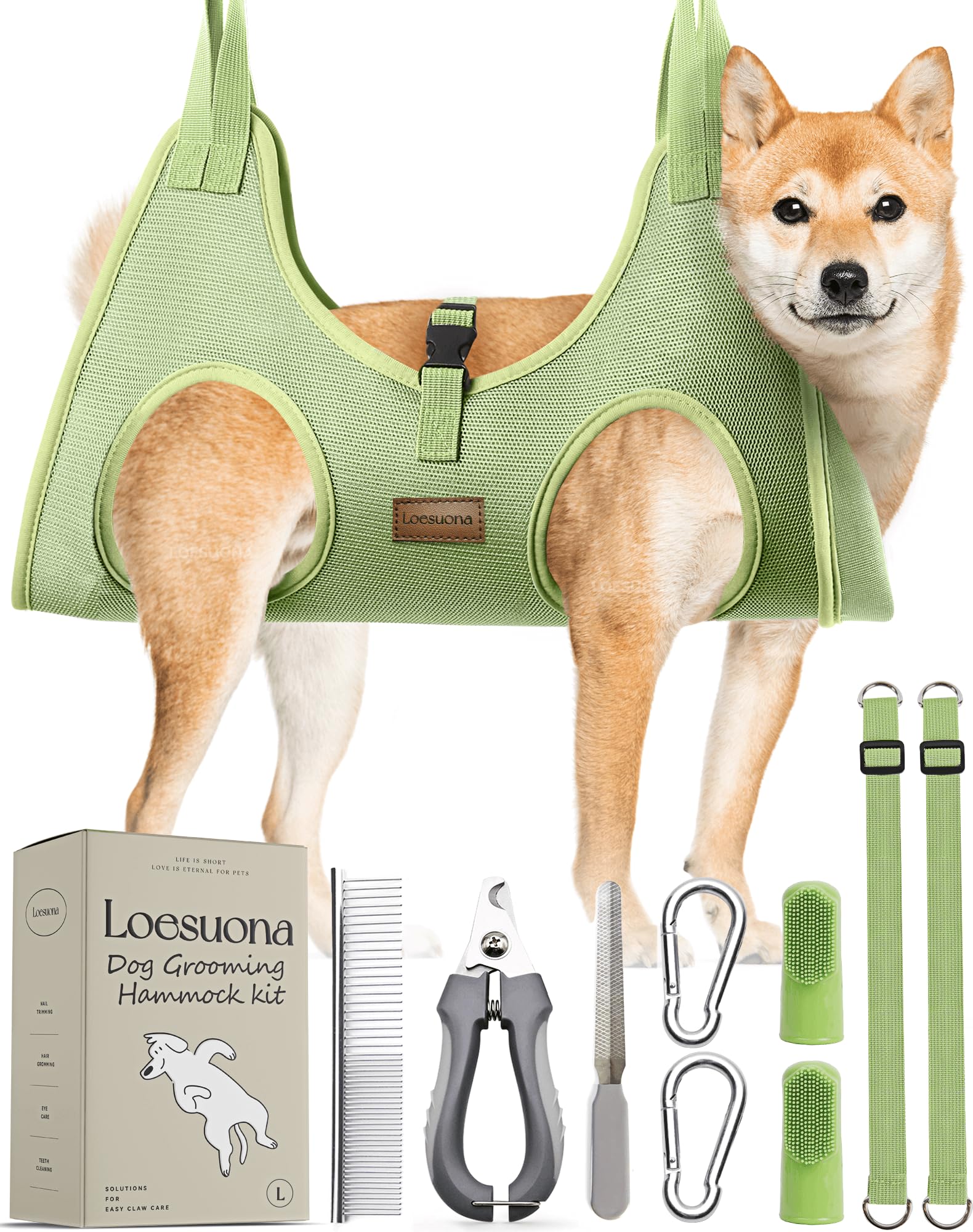 Loesuona Dog Grooming Hammock - for Dogs Cat Grooming Hammock,Dog Sling for Nail Trimming with Dog Nail Clippers for Small Dogs,