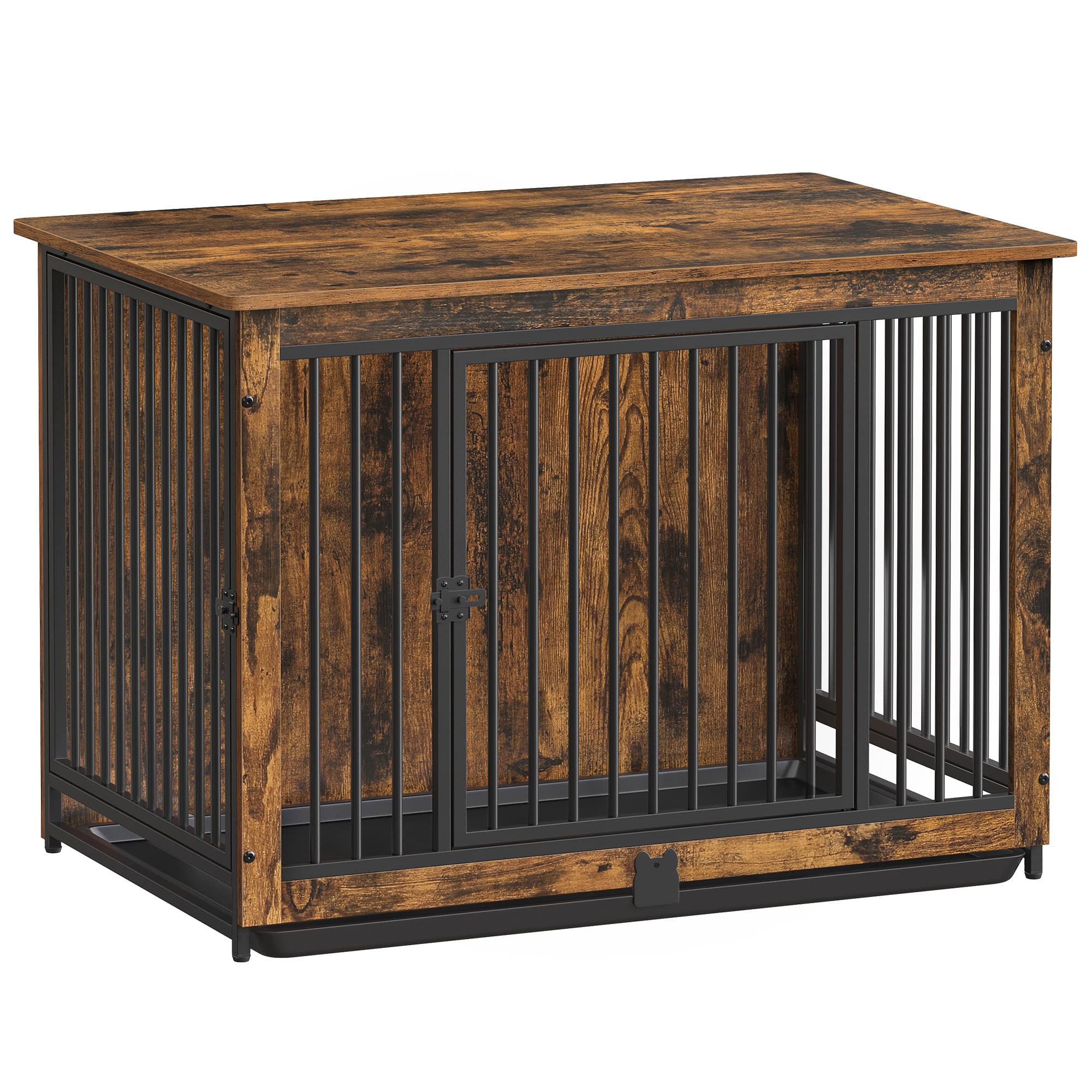 Feandrea Dog Crate Furniture, 38 Inches Dog Kennel for Dogs up to 70 lb, with Removable Tray, Heavy-Duty Dog Cage End Table, Dou