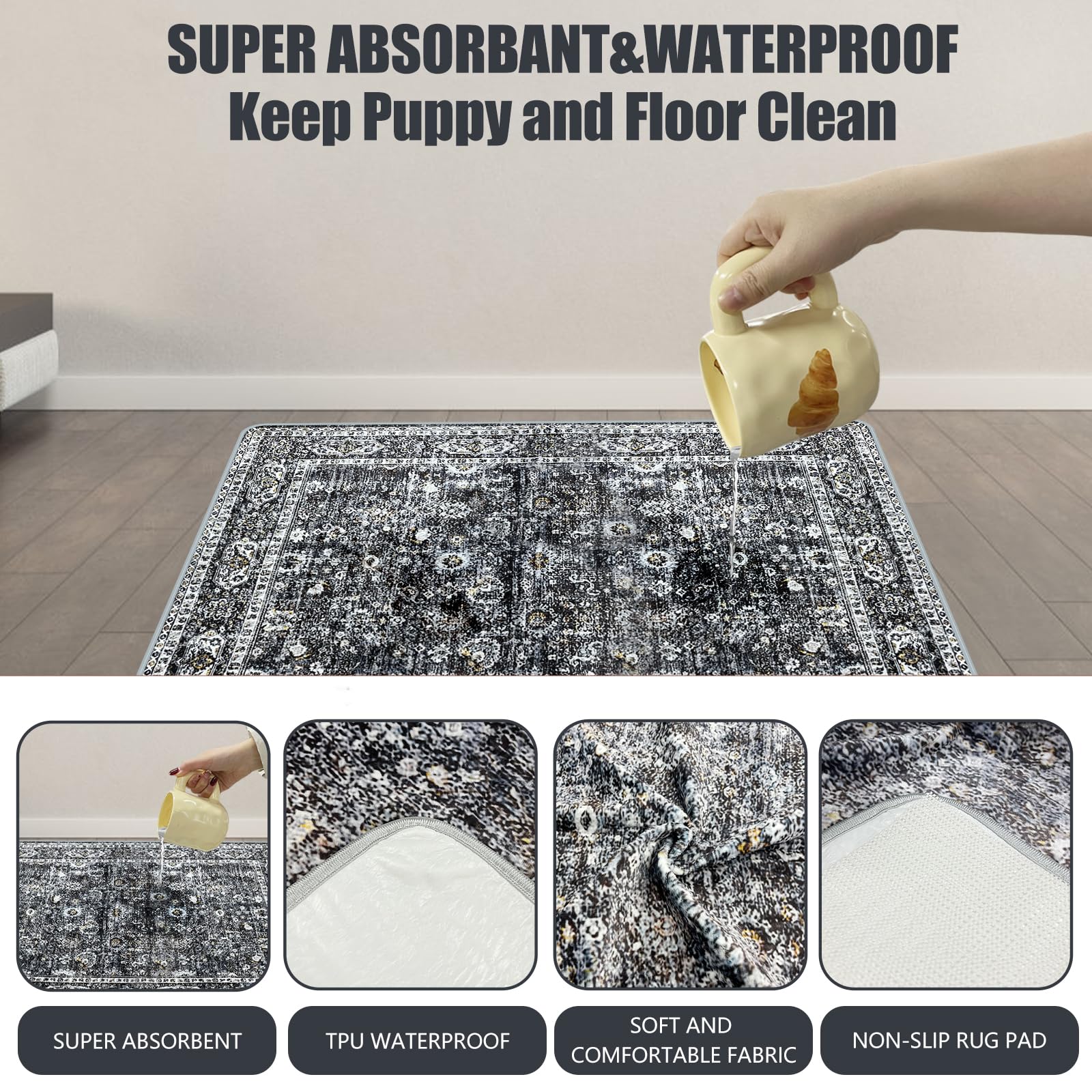 Aihsumc Washable Pee Pads For Dogs, (2 Pack, 36''X42'') Upgrade Reusable Puppy Pads With Non-Slip Rug Pad, Super Thickening Abso