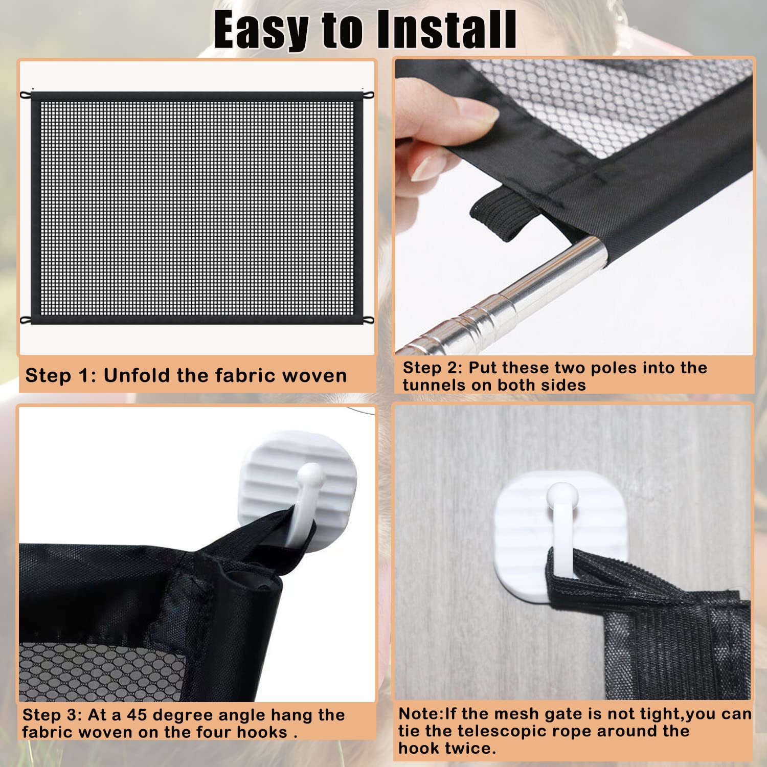 Mesh Dog Gates for Pets, Magic Pet Gate for The House, Portable Indoor Puppy Safety Fence Guard for Stairs and Doorways, Easy In