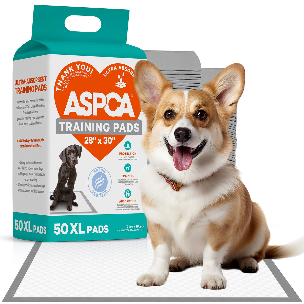 Aspca Dog Training Pads For Dogs And Puppies (50 Pack), X-Large Fresh Scent