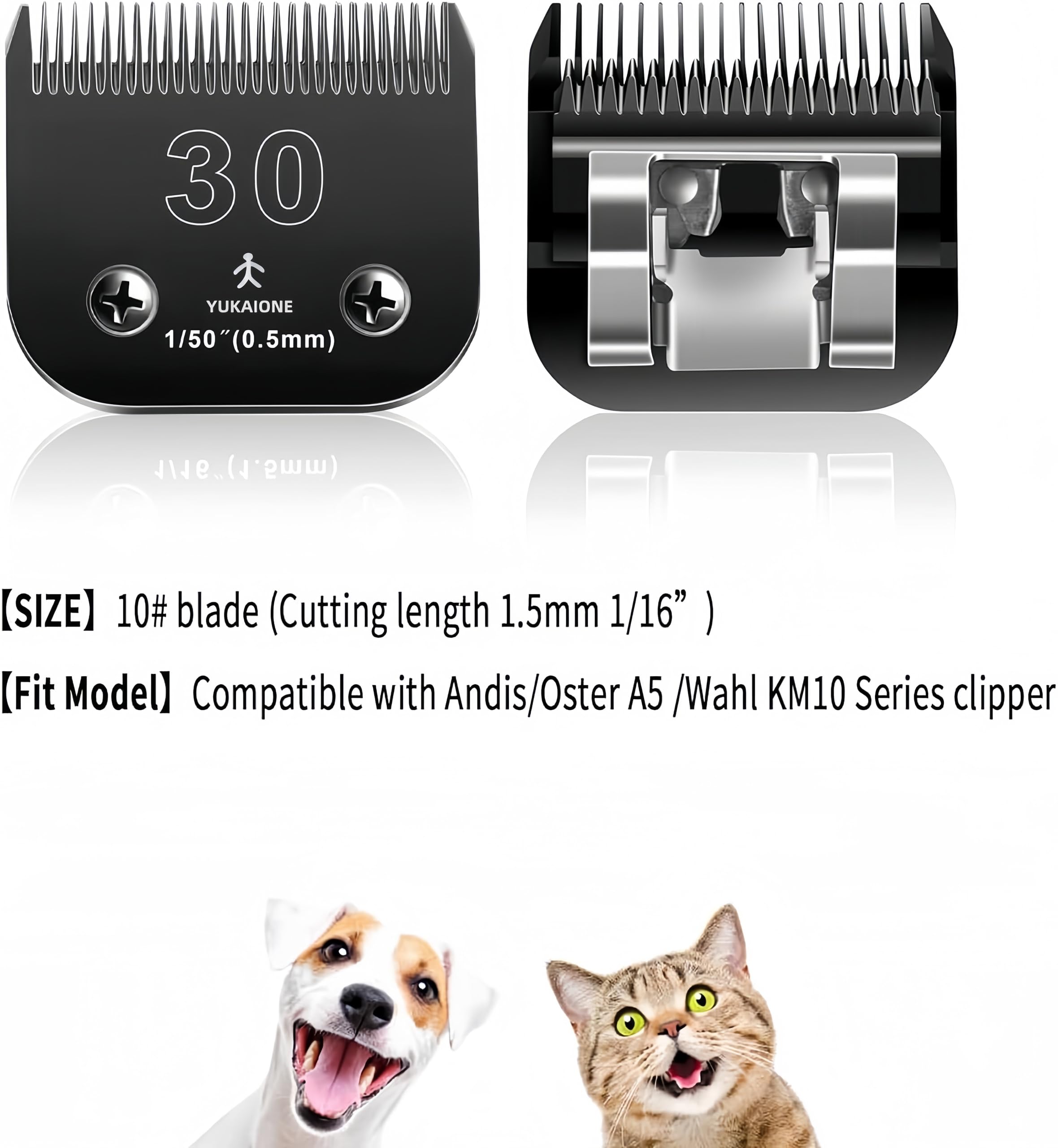 Yukaione #30 Dog & Cat Clipper Blade: Titanium Coated Sk2 Steel, Universal Fit For Andis, Oster, Wahl - 1/50'' Cut For Ultra-Sho