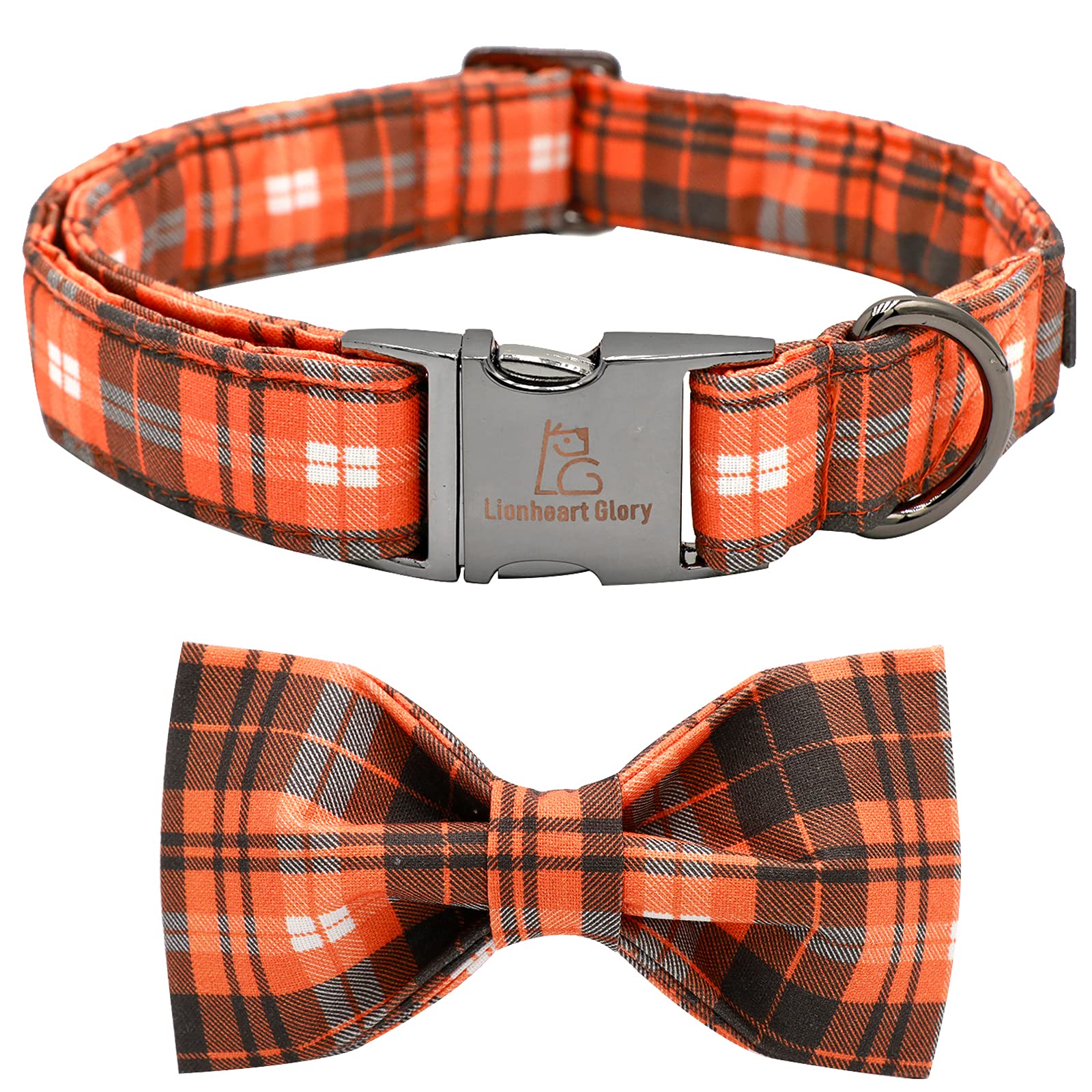 Lionheart Glory Halloween Holiday Dog Collar Adjustable Soft Dog Collar With Bowtie, Pet Gift Dog Collars Bow For Small Medium L