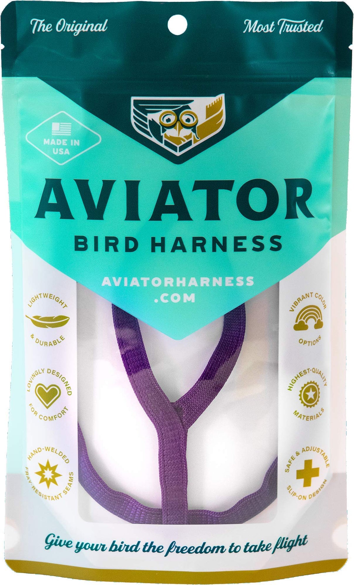 The Aviator Pet Bird Harness And Leash: Medium Purple