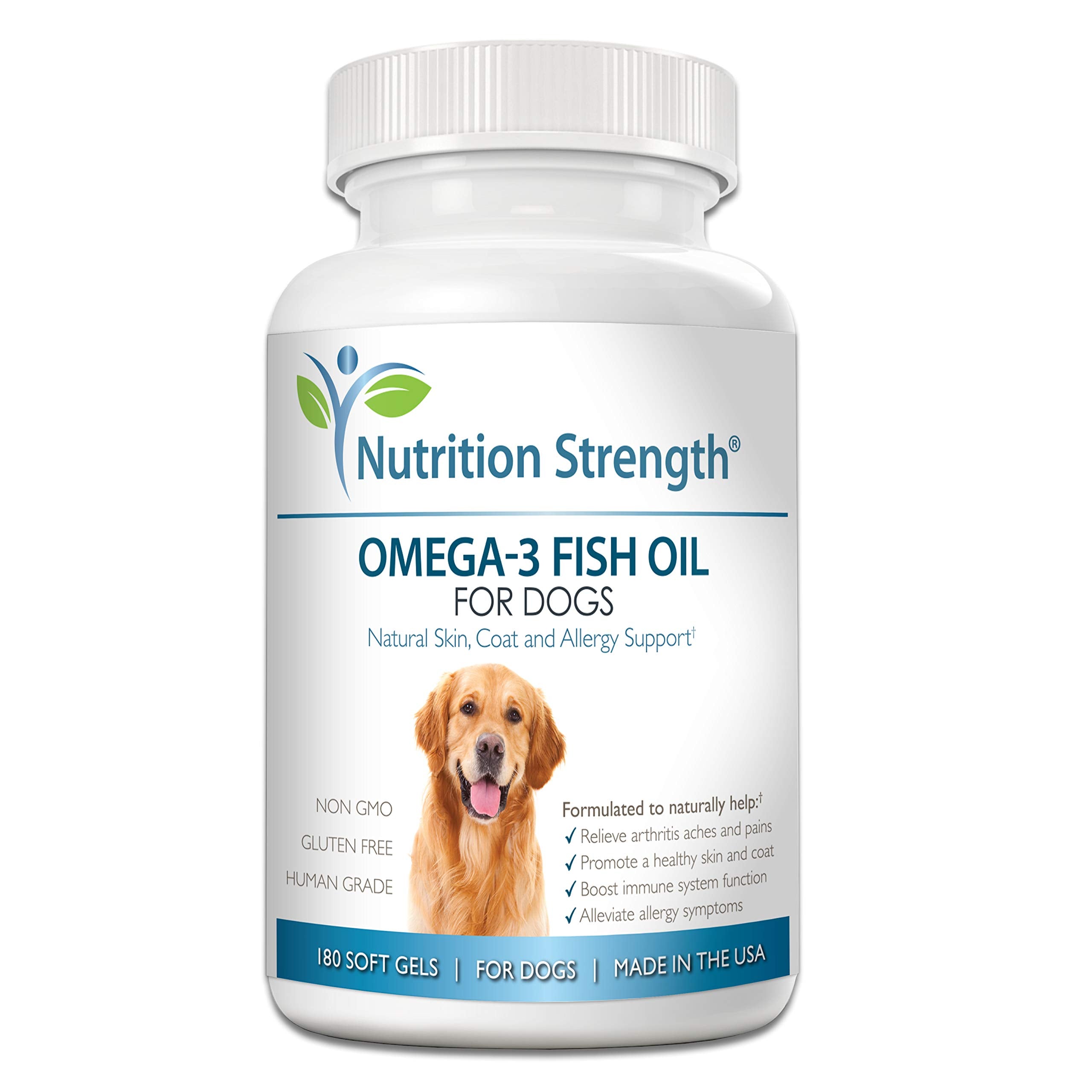 Nutrition Strength Omega 3 Fish Oil Soft Gels for Dogs with EPA & DHA Fatty Acids for Heart, Skin, Coat & Allergy Support, Hip &