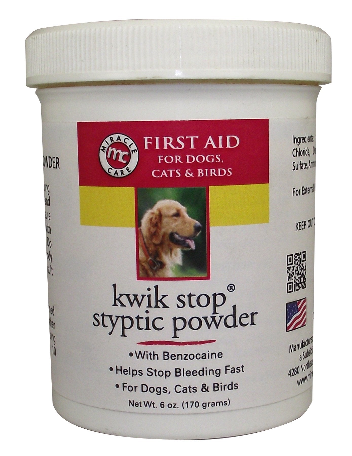 Miracle Care Kwik Stop Styptic Powder For Dogs, Cats, and Birds, Fast-Acting Blood Stop Powder For Pets, Quick Stop Bleeding Pow