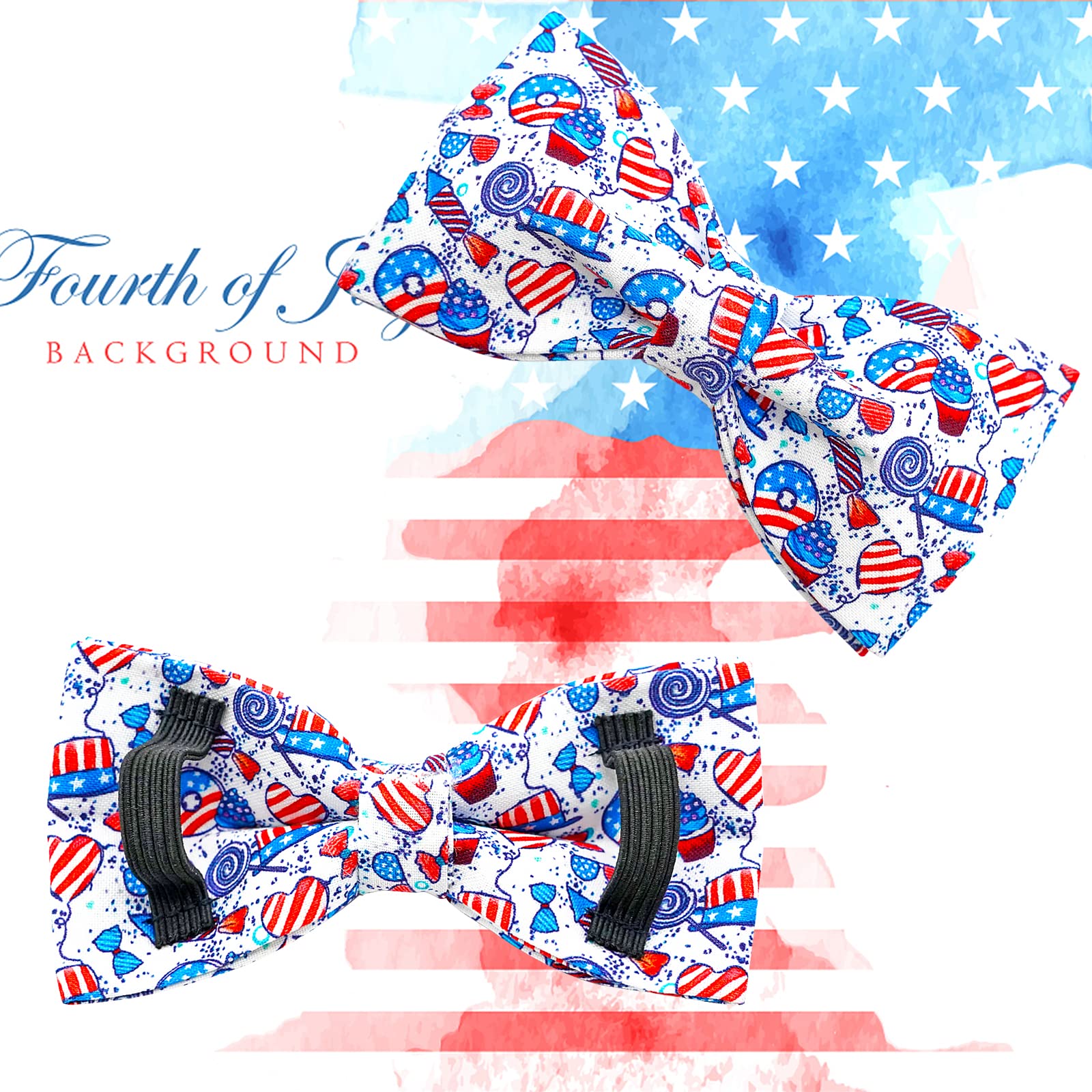 Lionheart Glory American Flag Dog Collar, 4 Of July Dog Bow Collar Heavy Duty Adjustable Patriotic Dog Collar With Bowtie For Me
