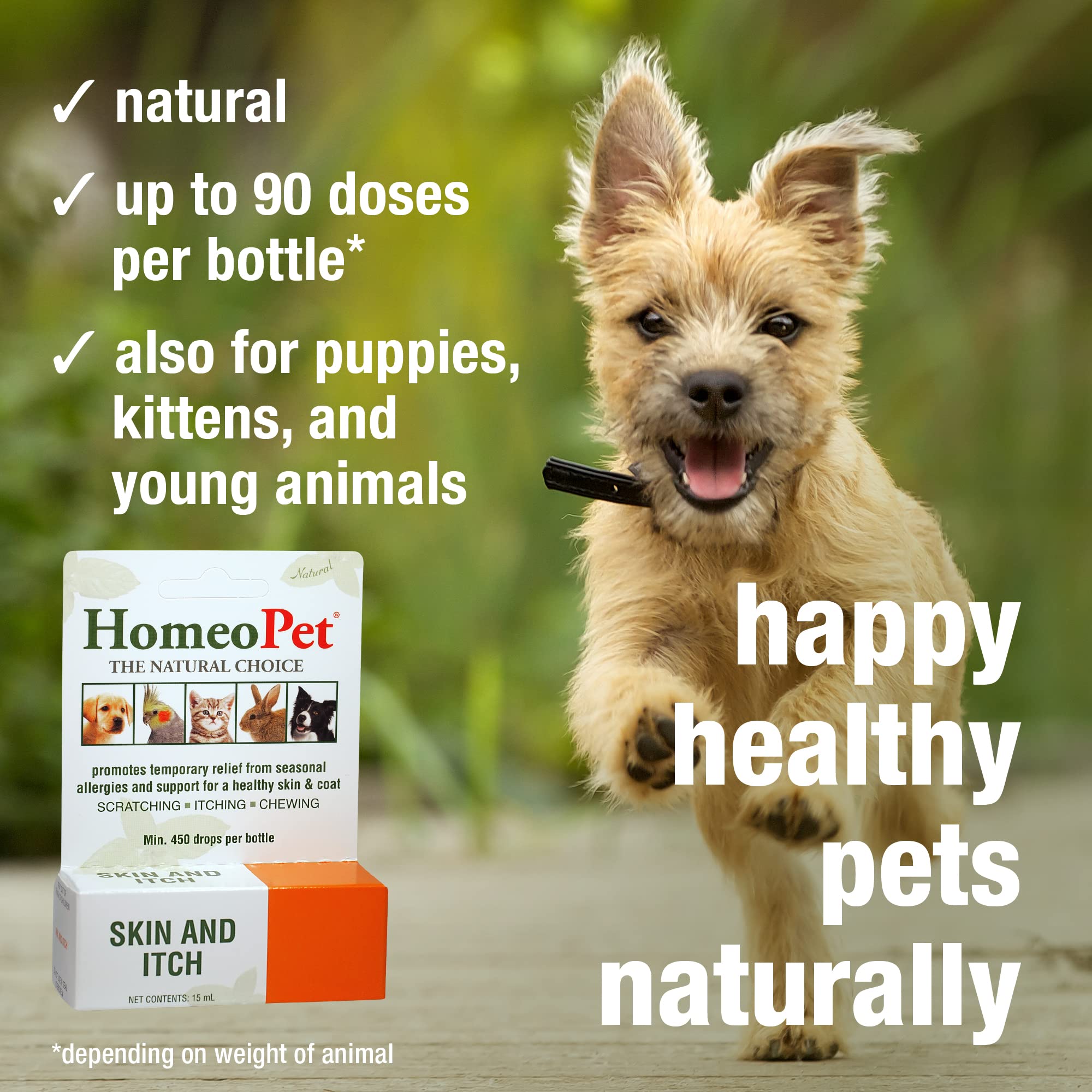 HomeoPet Skin and Itch, Skin and Coat Support for Pets, 15 Milliliters