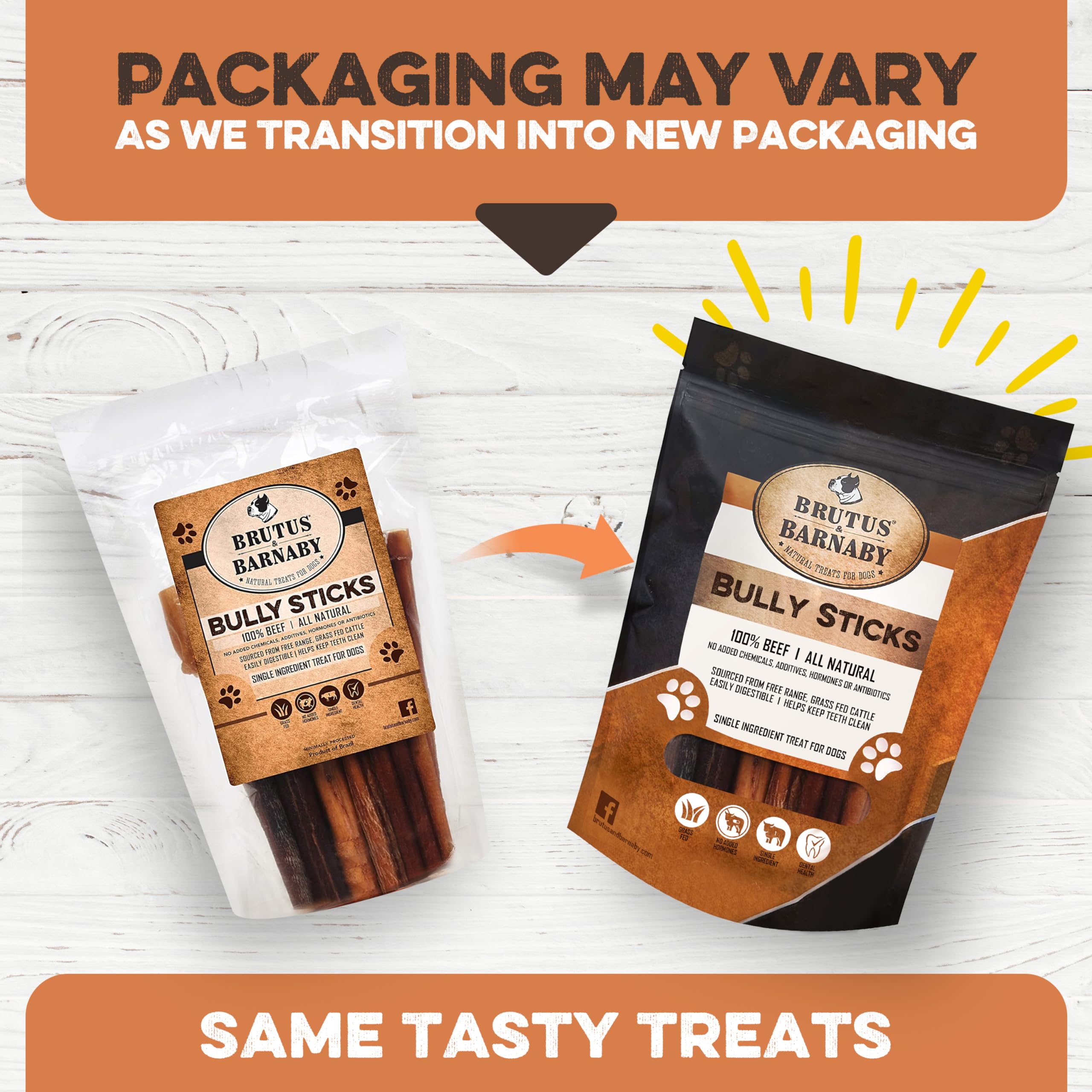 BRUTUS & BARNABY Thick Bully Sticks for Dogs - Odor Free Chews for Large, Medium & Small Breeds - Grain-Free, Rawhide-Free, Dige