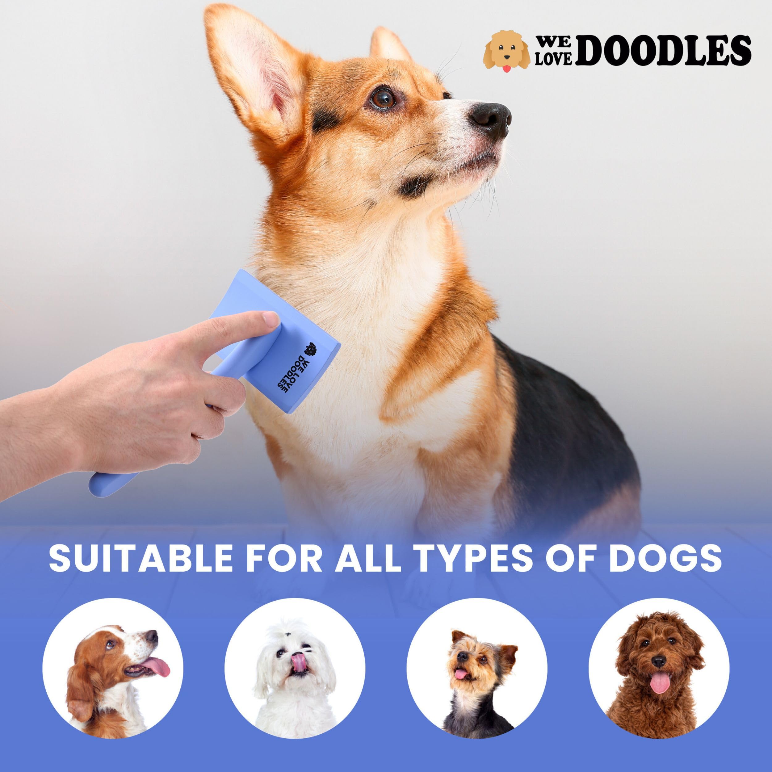 We Love Doodles Dog Slicker Brush For Grooming Pet Hair - Best Brushes For Poodle & Golden Doodle - Long Haired Brush For Dogs -