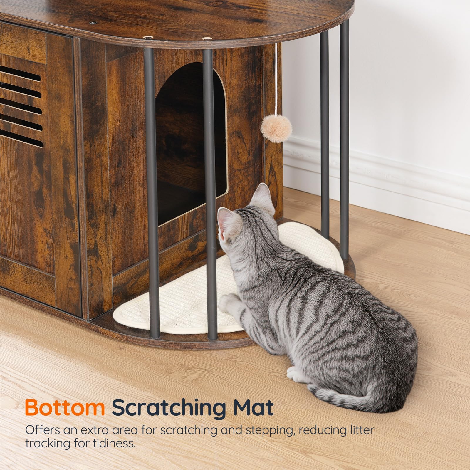 Hoobro Cat Tree With Litter Box Enclosure, All-In-One 31.5' Cat Tower With Hidden Litter Box Cover Furniture For Indoor Cats, V