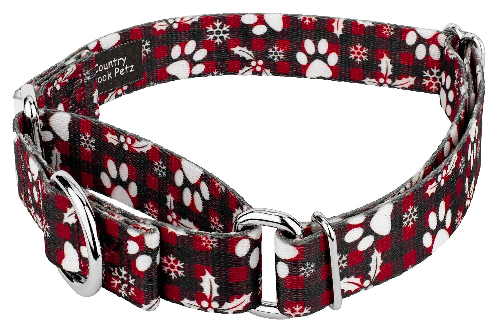 Country Brook Petz - Christmas Plaid Martingale Dog Collar And Leash - Christmas Collection Featuring Festive Designs (1 Inch, Medium)