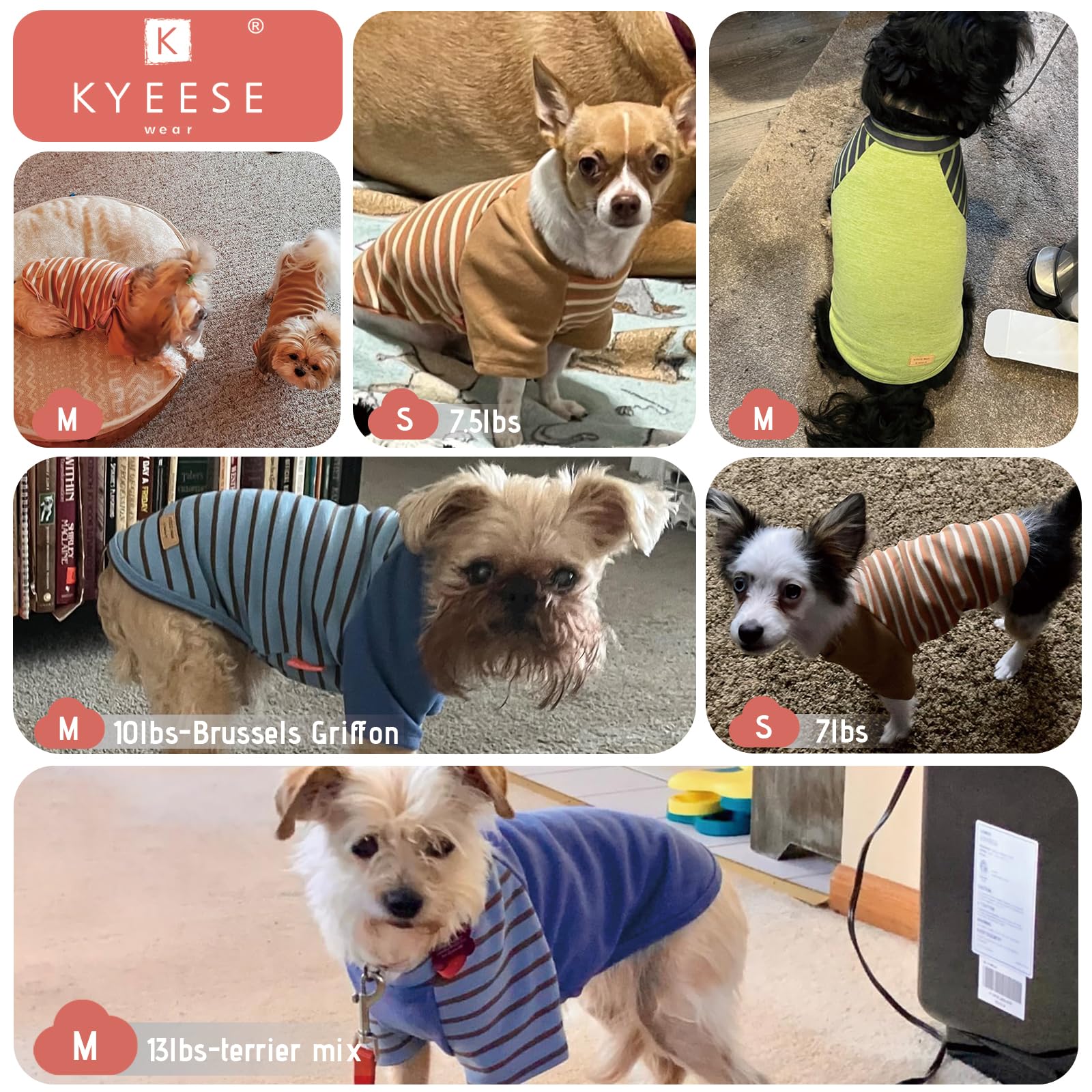 Kyeese 2Pack Lightweight Dog Sweaters Pullover Fleece For Small Dogs Male, Dachshund Clothes, Soft Sweatshirt, Stretchy Comfort