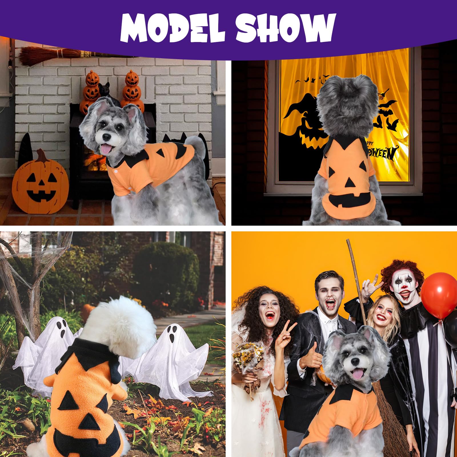 Vavious Dog Clothes Small Dog Fleece Shirts Pumpkin Head Smiley Winter Coat For Dogs Halloween Party Pet Costume 03-Orange Mediu