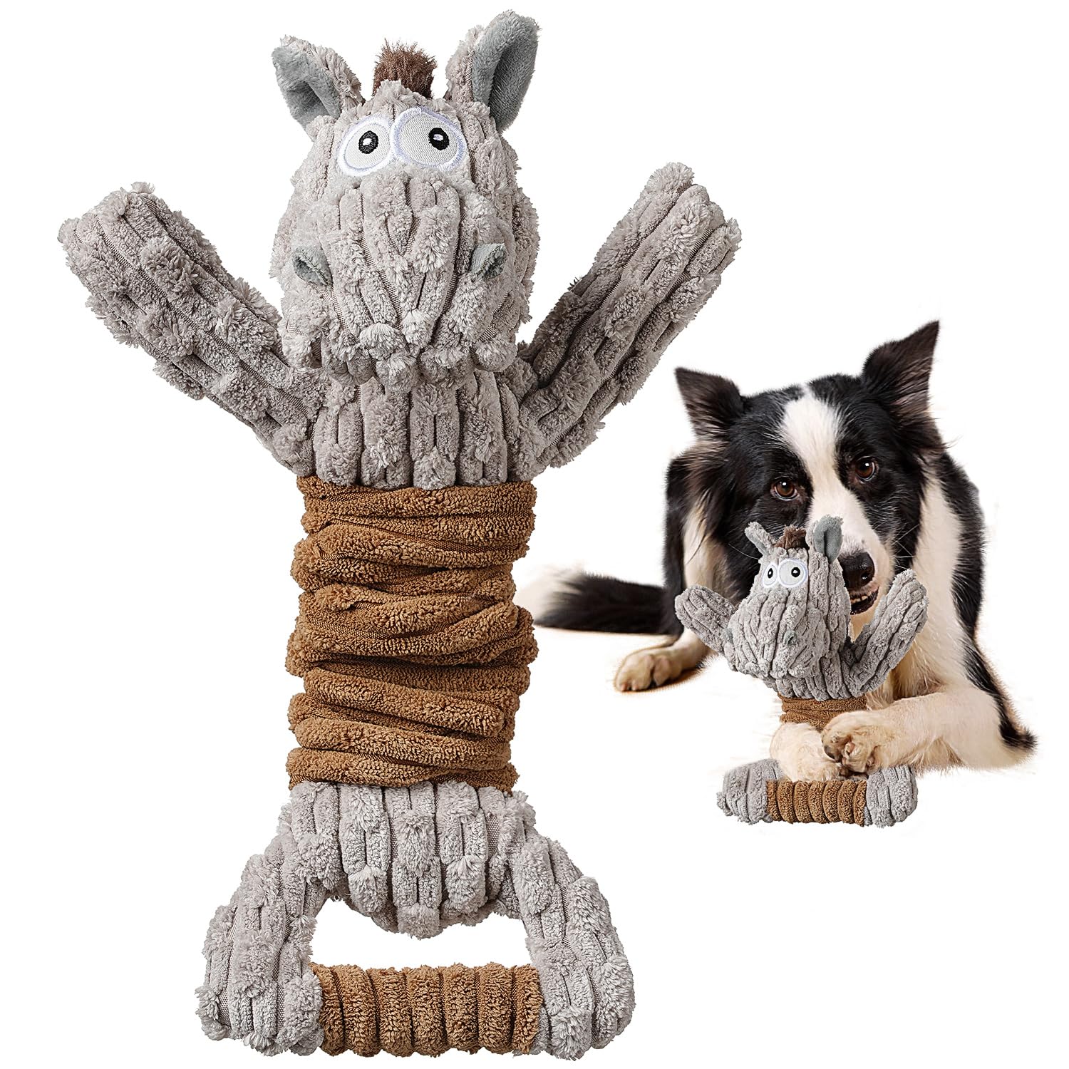 Squeaky Dog Toy, Durable Dog Toy Large Breed, Tug Of War Dogs Interactive Toy, Stuffed Plush Puppy Toys With Crinkle Paper For S