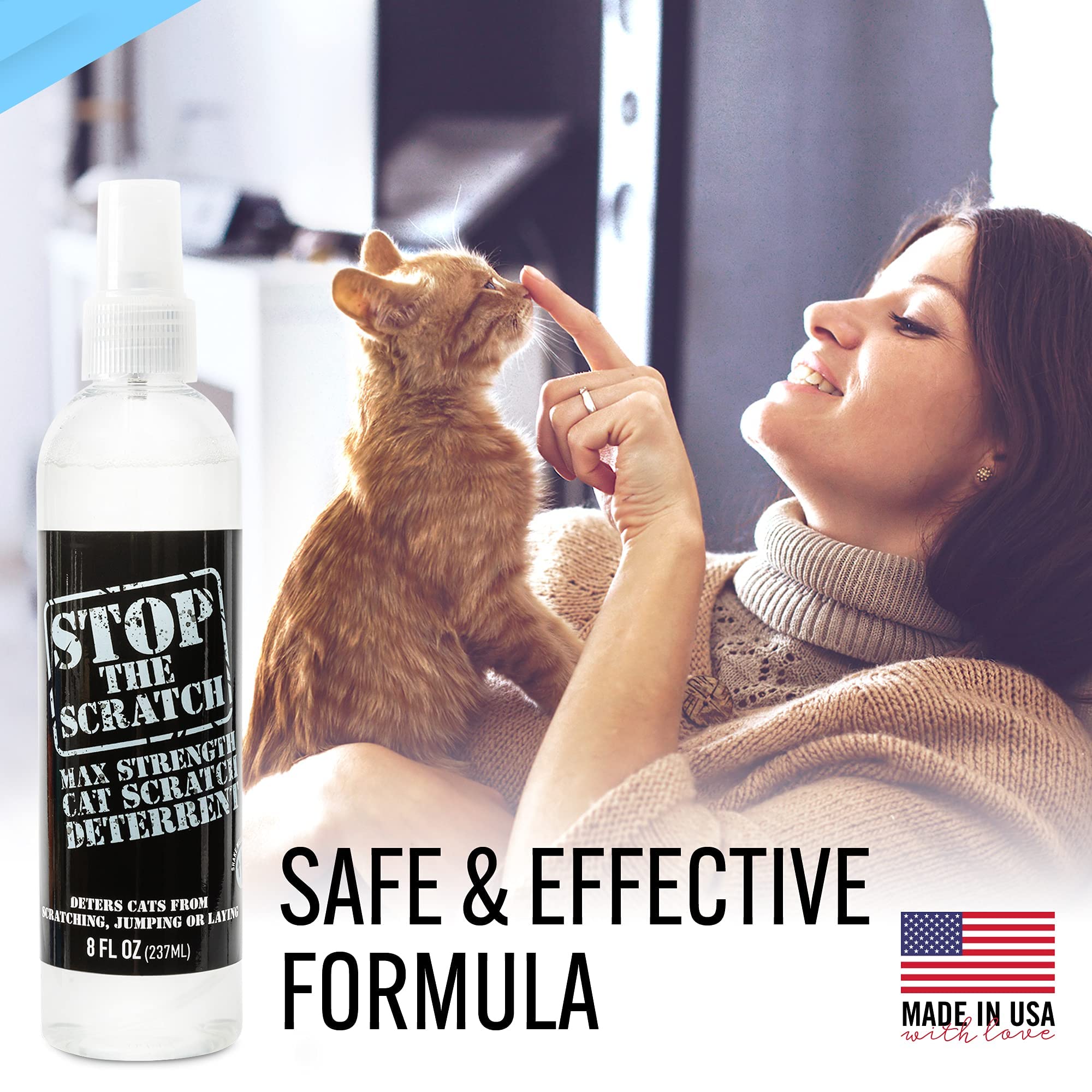 EBPP Stop The Scratch Cat Spray Deterrent for Kittens and Cats - Non-Toxic, Safe for Plants, Furniture, Floors and More Cat Dete