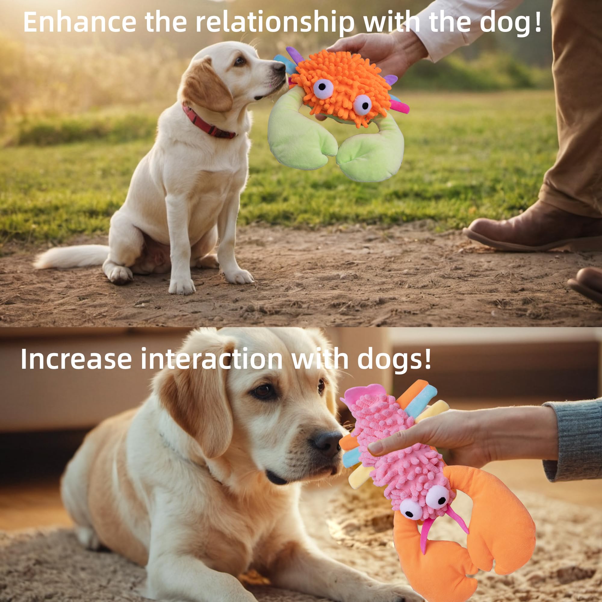 MIXCOTIA 5 Pack Dog Squeaky Toys Bulk Set,Puppy Teething Chew Pet Dog Toy for Large Medium Small Dogs,Soft Plush Stuffed Crinkle