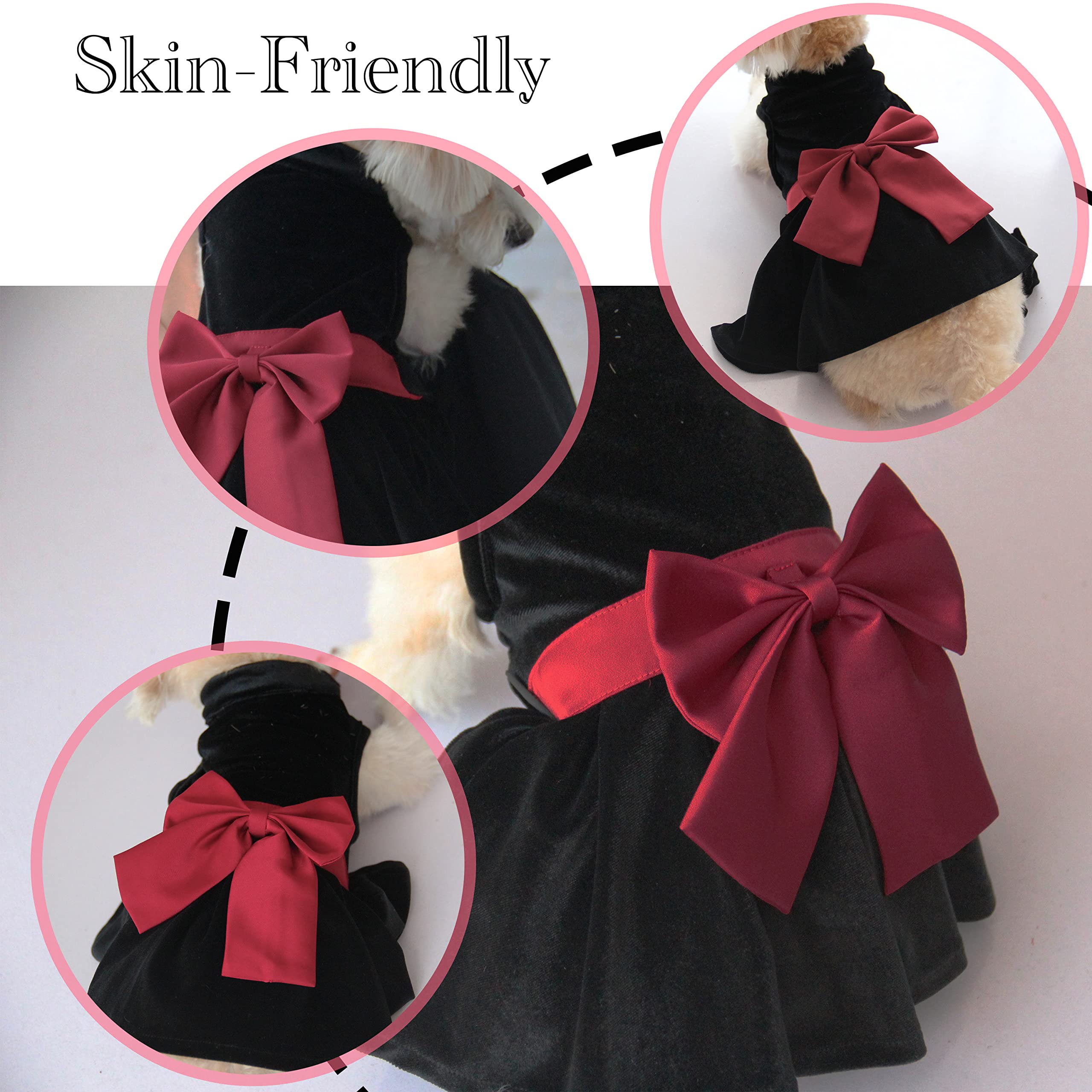 Dog Dress With Bowknot, Fashional All Weather Puppy Clothes Wedding Holiday Princess Pet Dresses For Small Dogs Cats Girl(X-Smal