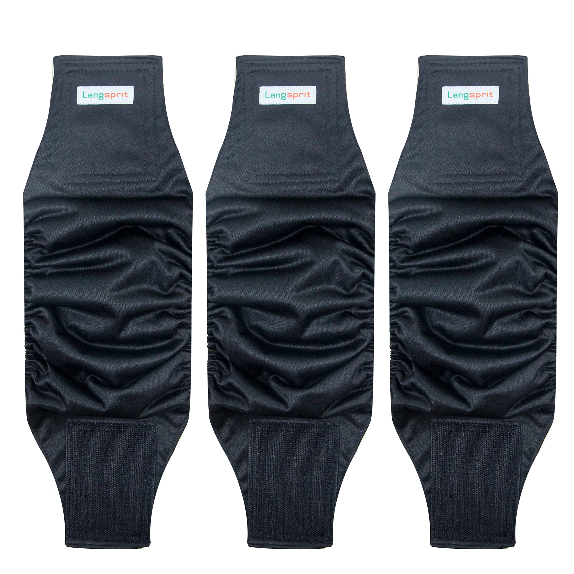 Langsprit Male Belly Bands for Dogs (Pack of 3) - High Absorbing Dog Wraps Male Washable - Reusable Male Dog Diapers (Black, Sma