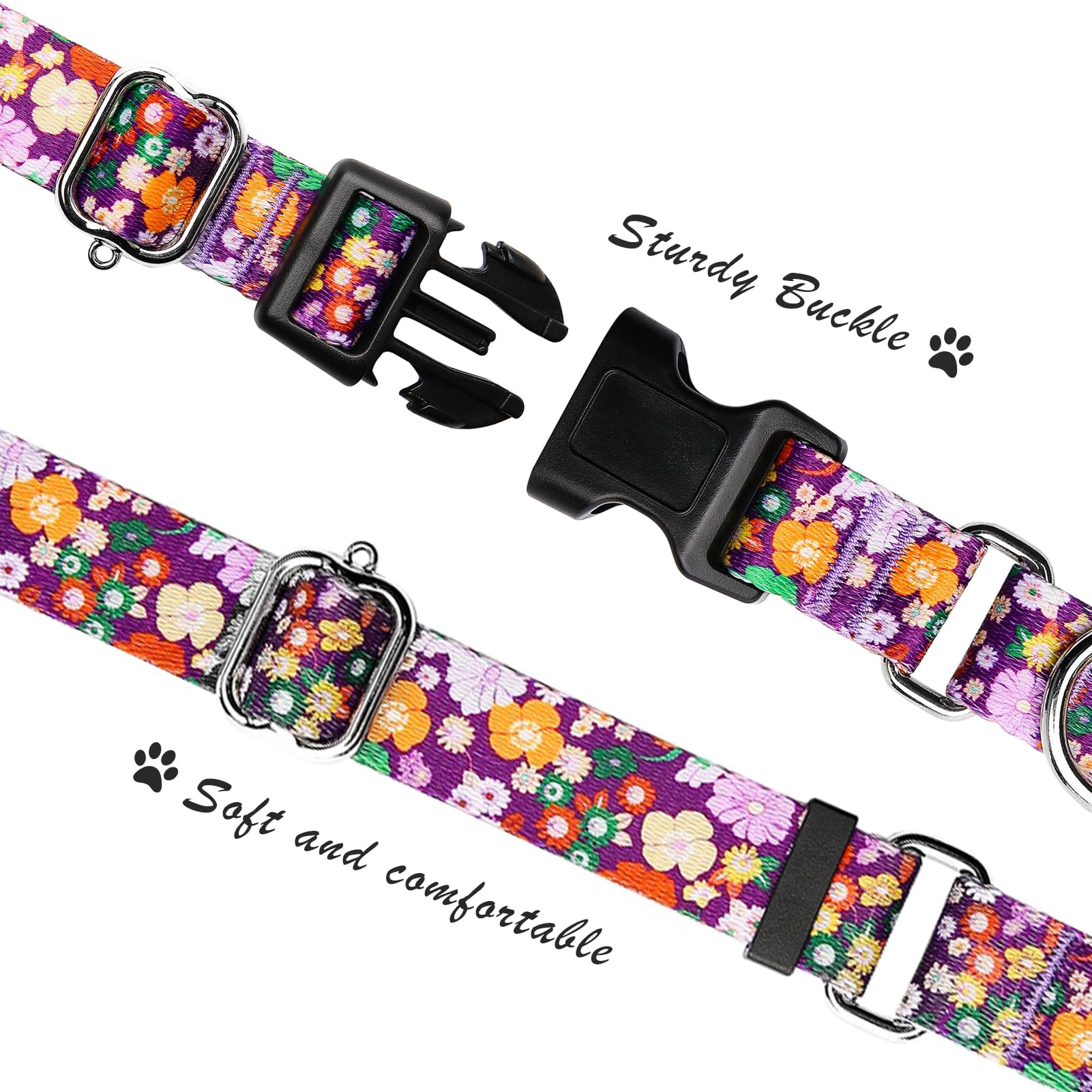 Hikiko Martingale Collar For Dogs Cute Floral Dog Collar For Small Medium Large Dogs Special Design Fancy Dog Collars For Girl B
