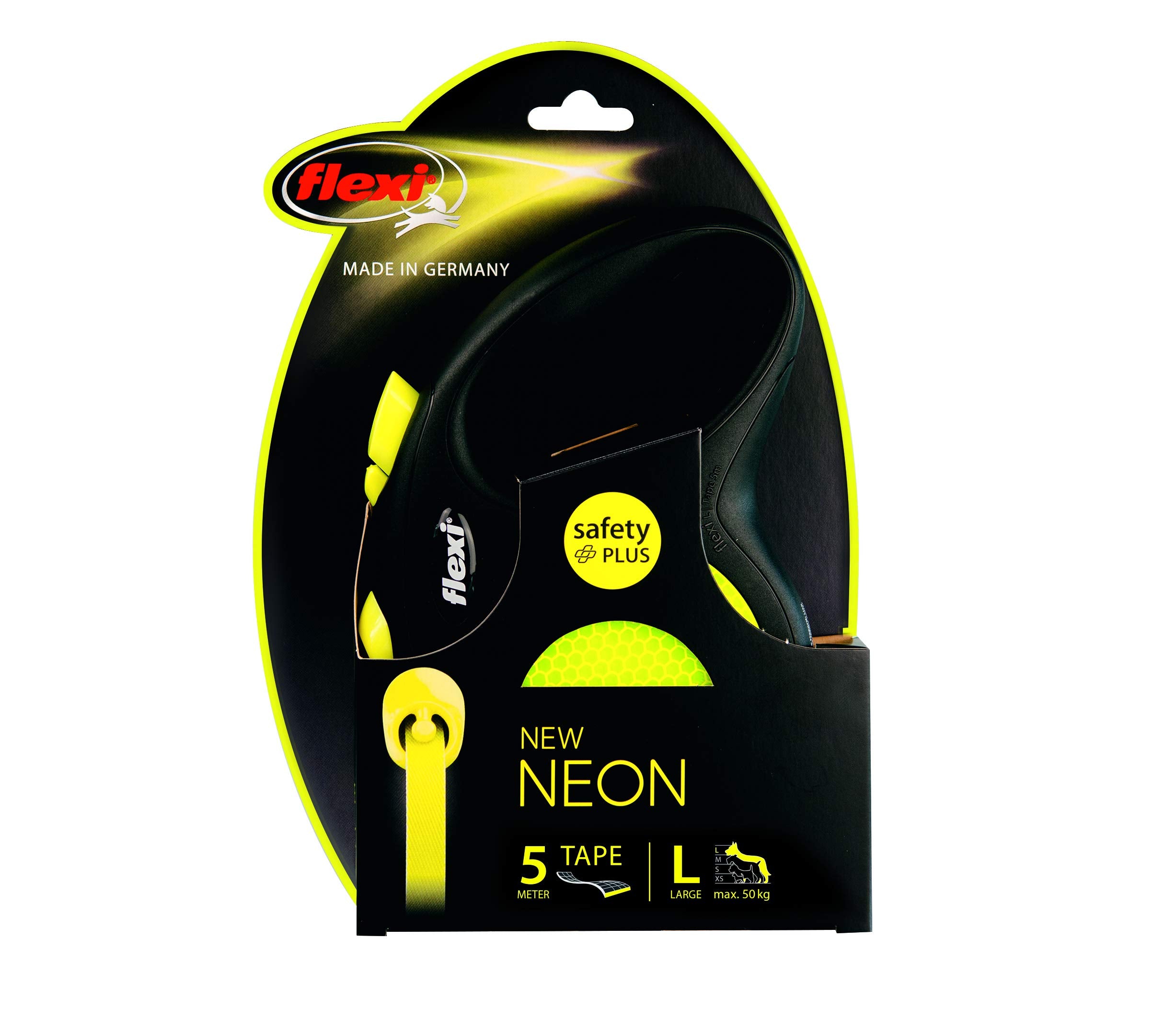 Flexi New Neon Retractable Lead Large Tape 5M, Neon