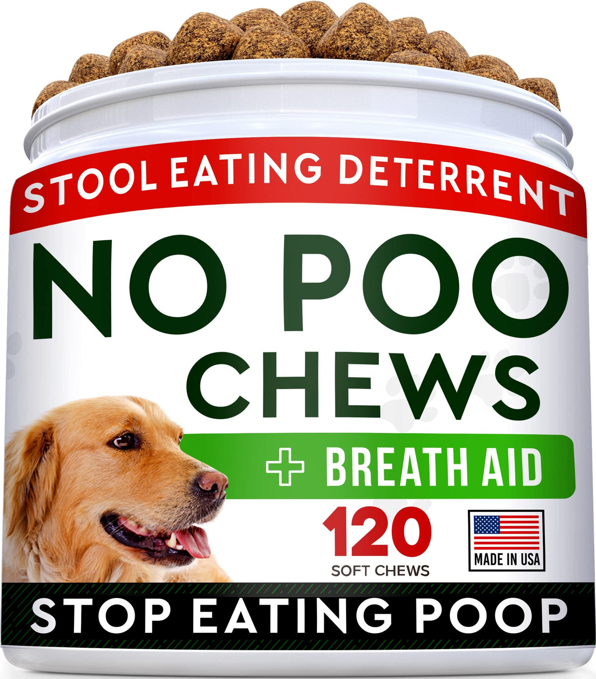 Strellalab No Poo Treats - No Poop Eating For Dogs - Coprophagia Stool Eating Deterrent - Digestive Enzymes - Gut Health & Immun