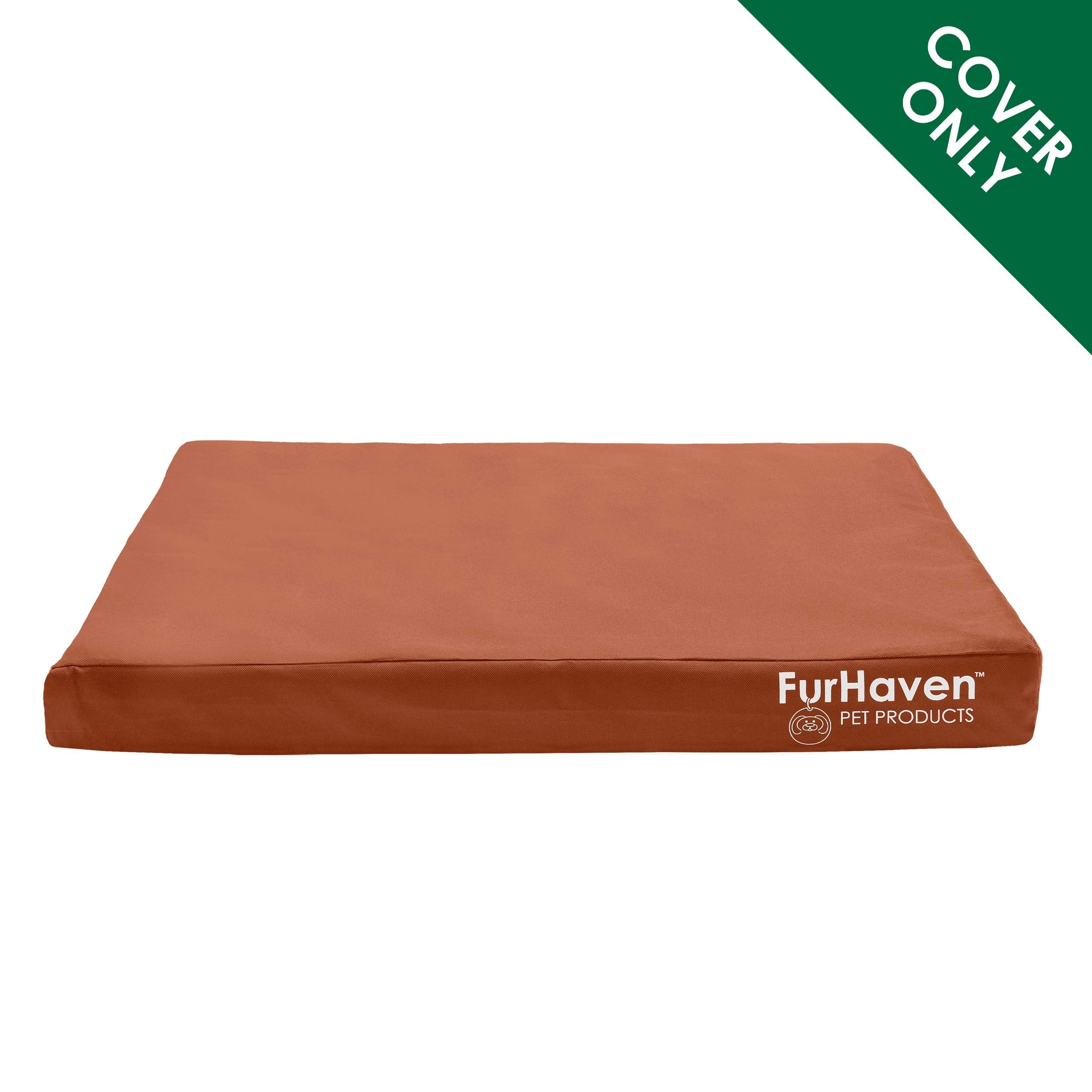Furhaven Replacement Dog Bed Cover Water-Resistant Indoor/Outdoor Logo Print Oxford Polycanvas Mattress, Washable - Chestnut, La