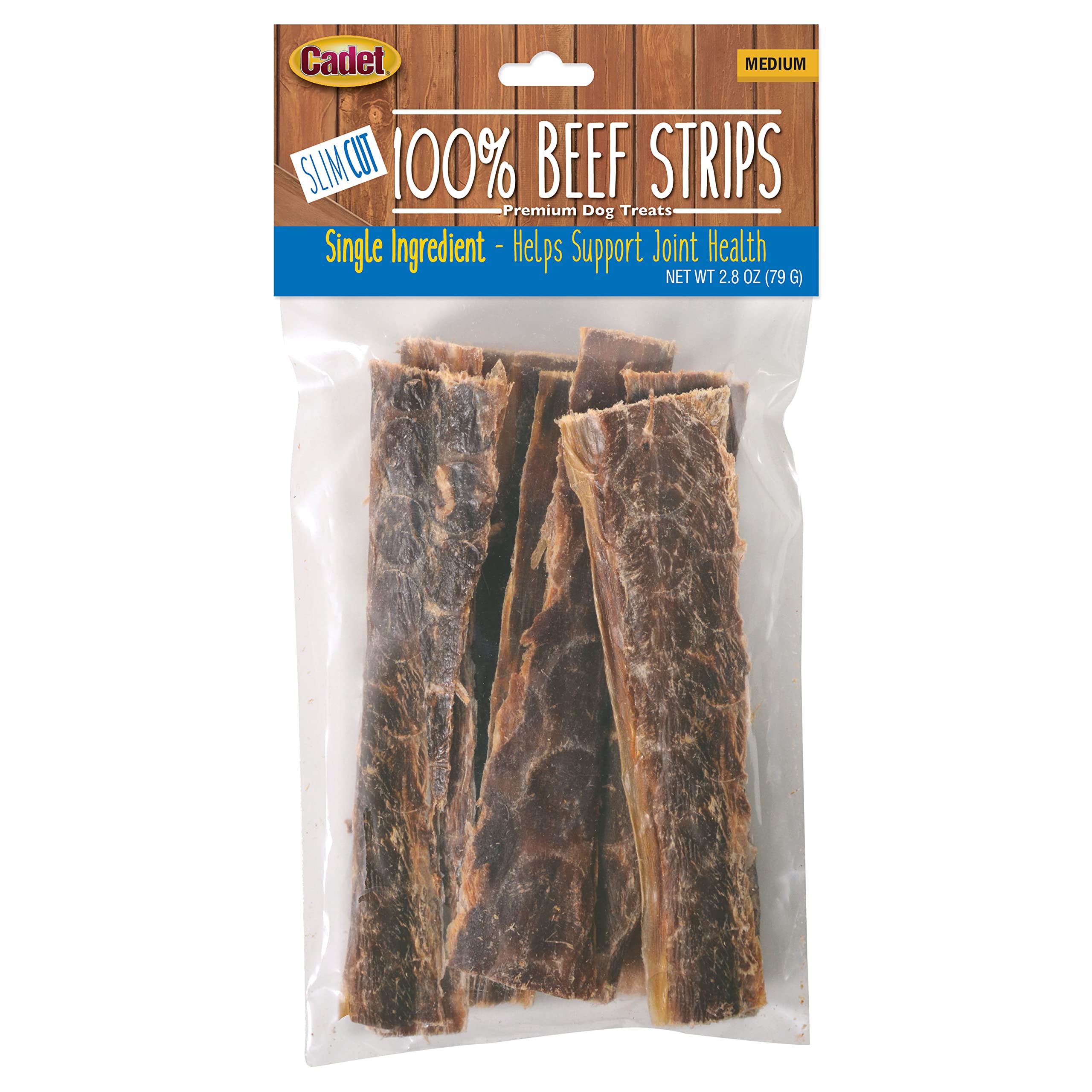 Cadet 100% Beef Strips Dog Chew Sticks, Long-Lasting Single-Ingredient Natural Treats, High-Protein, Perfect for Small & Large B