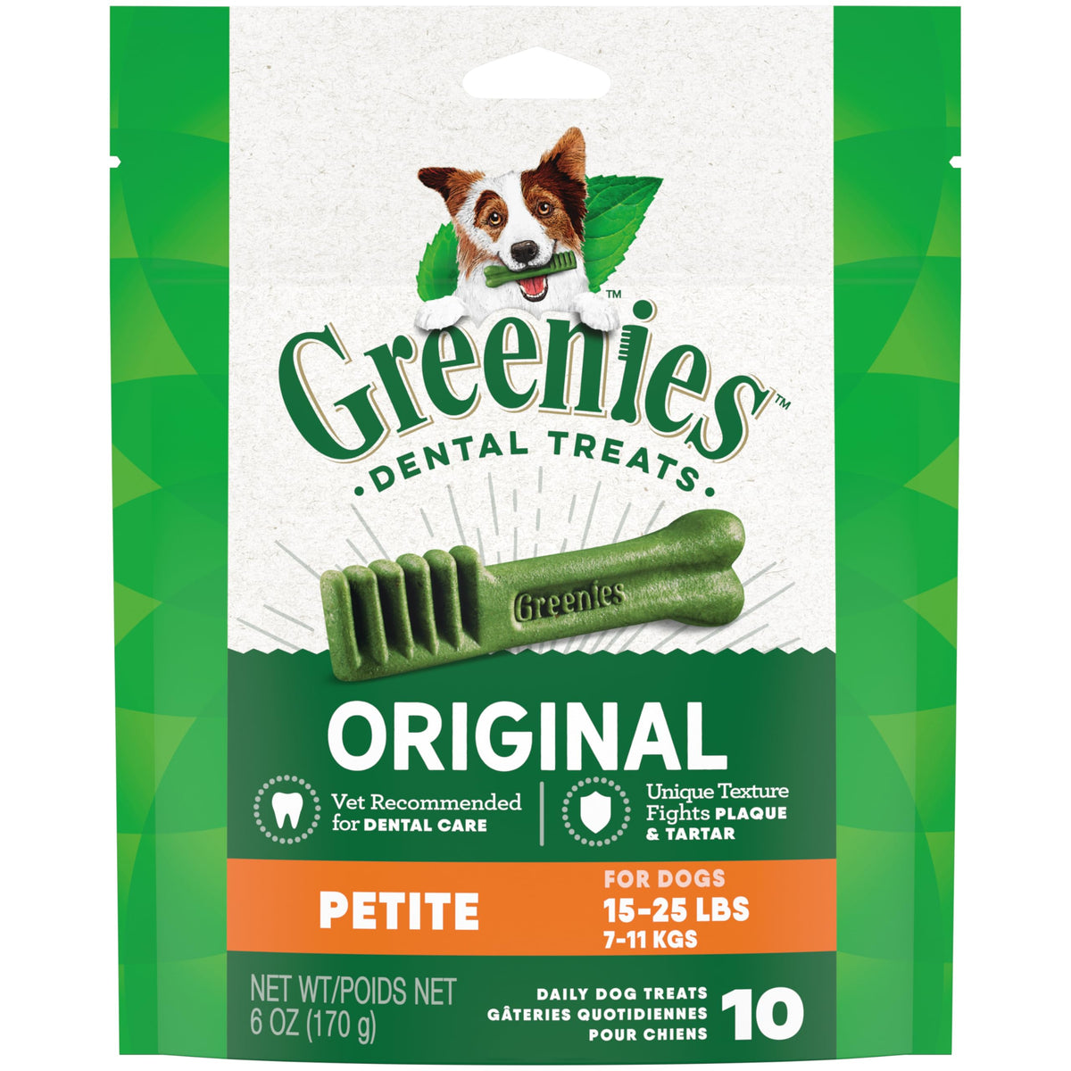 Greenies Original Petite Natural Dental Care Dog Treats, 6 Oz. Pack (10 Treats)