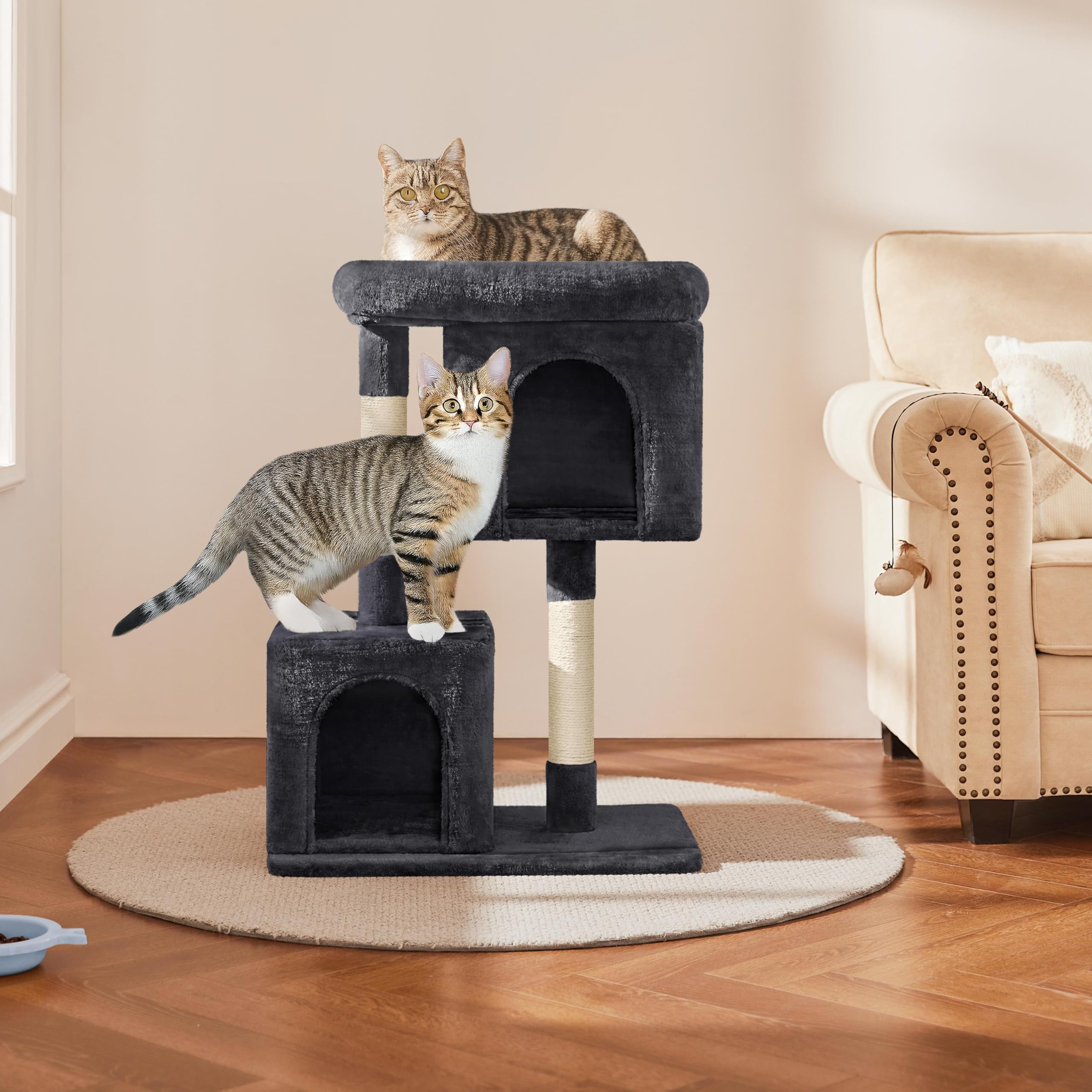 Yaheetech 33.5In Cat Tree, Small Kittens Tower W/Large Perch&2 Cozy Condos, Sisal Scratching Posts For Indoor Kittens/Cat, Stabl