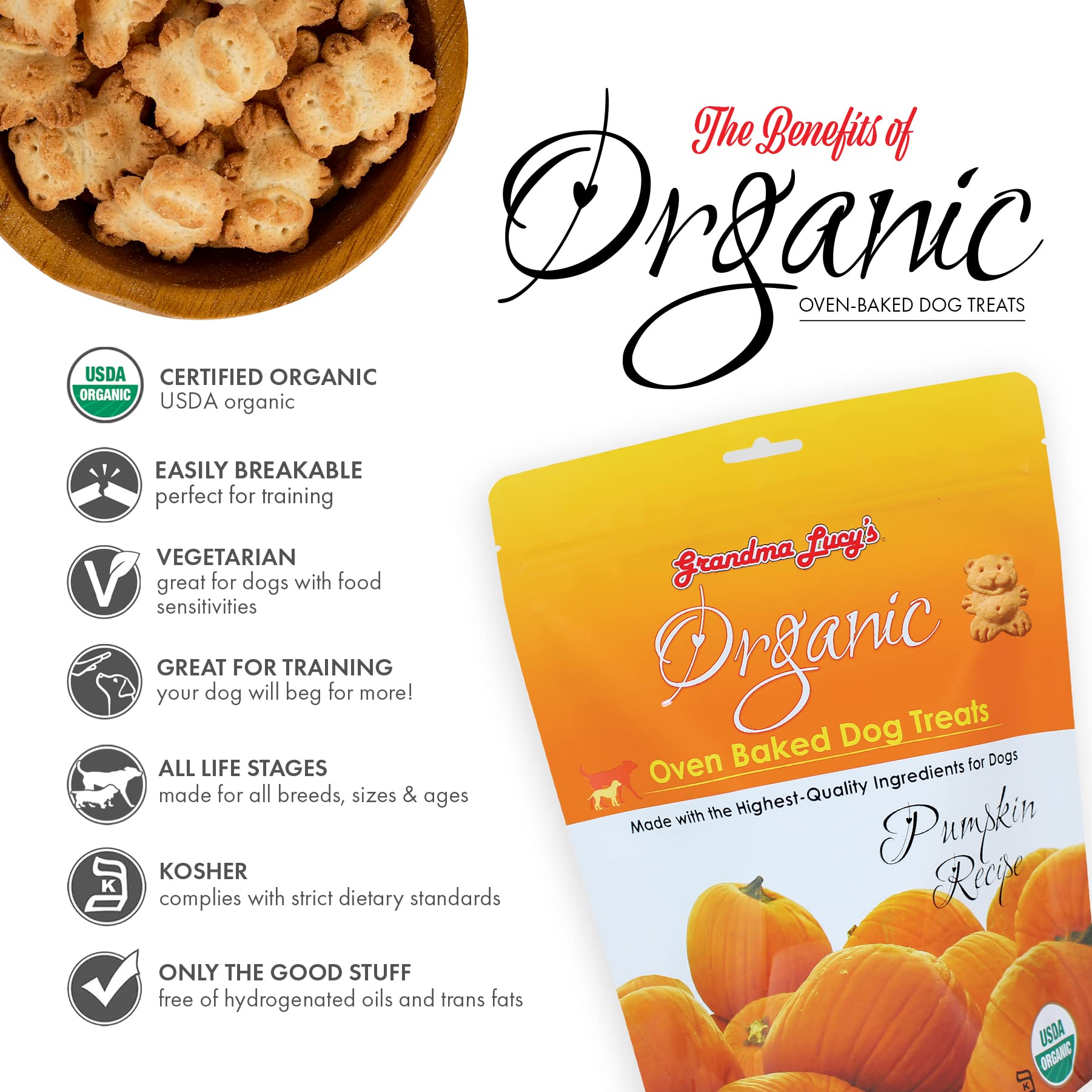 Grandma Lucys - Organic Baked Dog Treats - Pumpkin - 14Oz