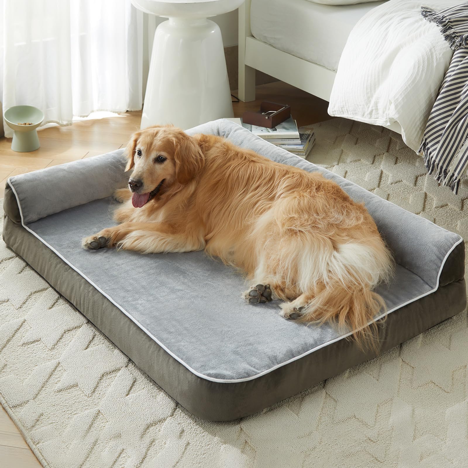 LNSSFFER Extra Large Dog Bed, Orthopedic Dog Beds for Extra Large Dogs with Waterproof Lining and Nonskid Bottom, Waterproof Dog