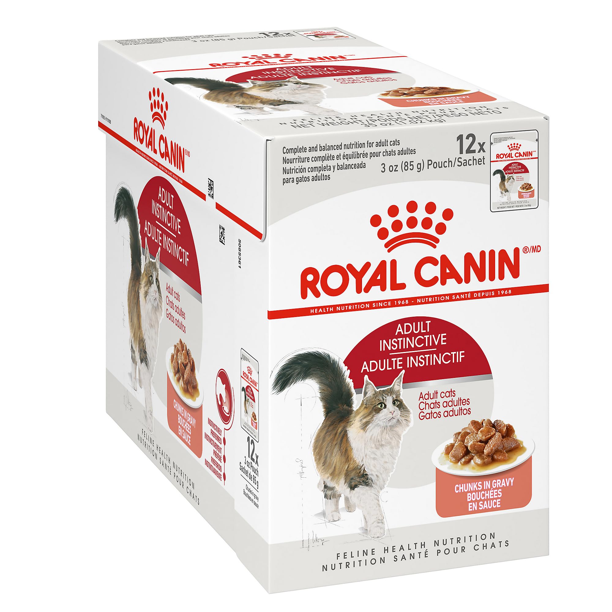 Royal Canin Feline Health Nutrition Adult Instinctive Adult Chunks in Gravy Cat Food, 3 oz (Pack of 12)