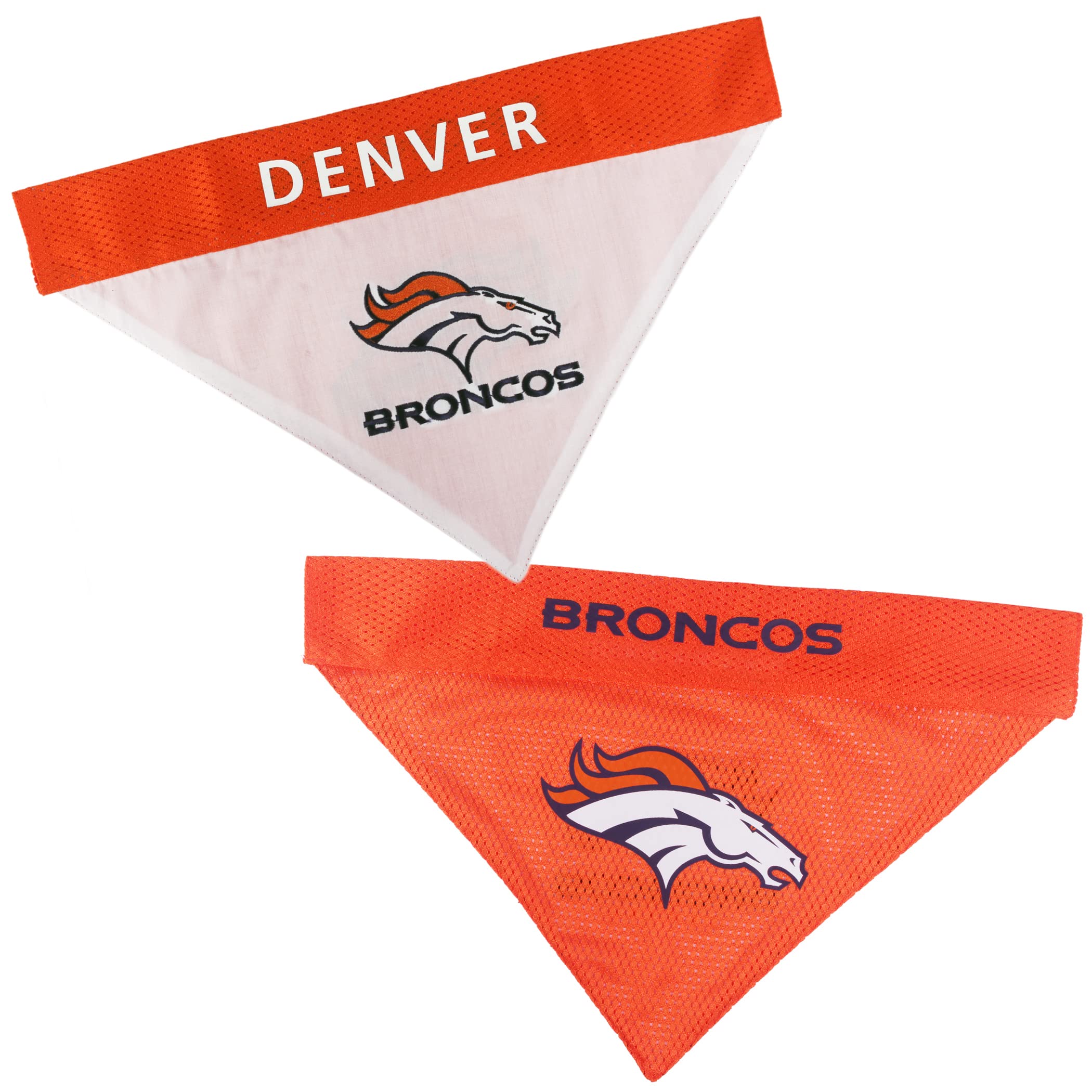Pets First NFL DOG BANDANA - DENVER BRONCOS REVERSIBLE PET BANDANA. 2 Sided Sports Bandana with a PREMIUM Embroidery TEAM LOGO, 