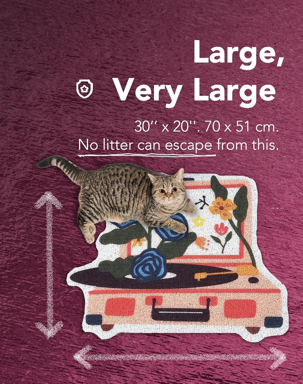 Lukamoo Cute Cat Litter Mat (30X20), Large/L, For Kitty Litter & Cute Cat Litter Box, Cat Accessories For Indoor Cats, Litter Tr