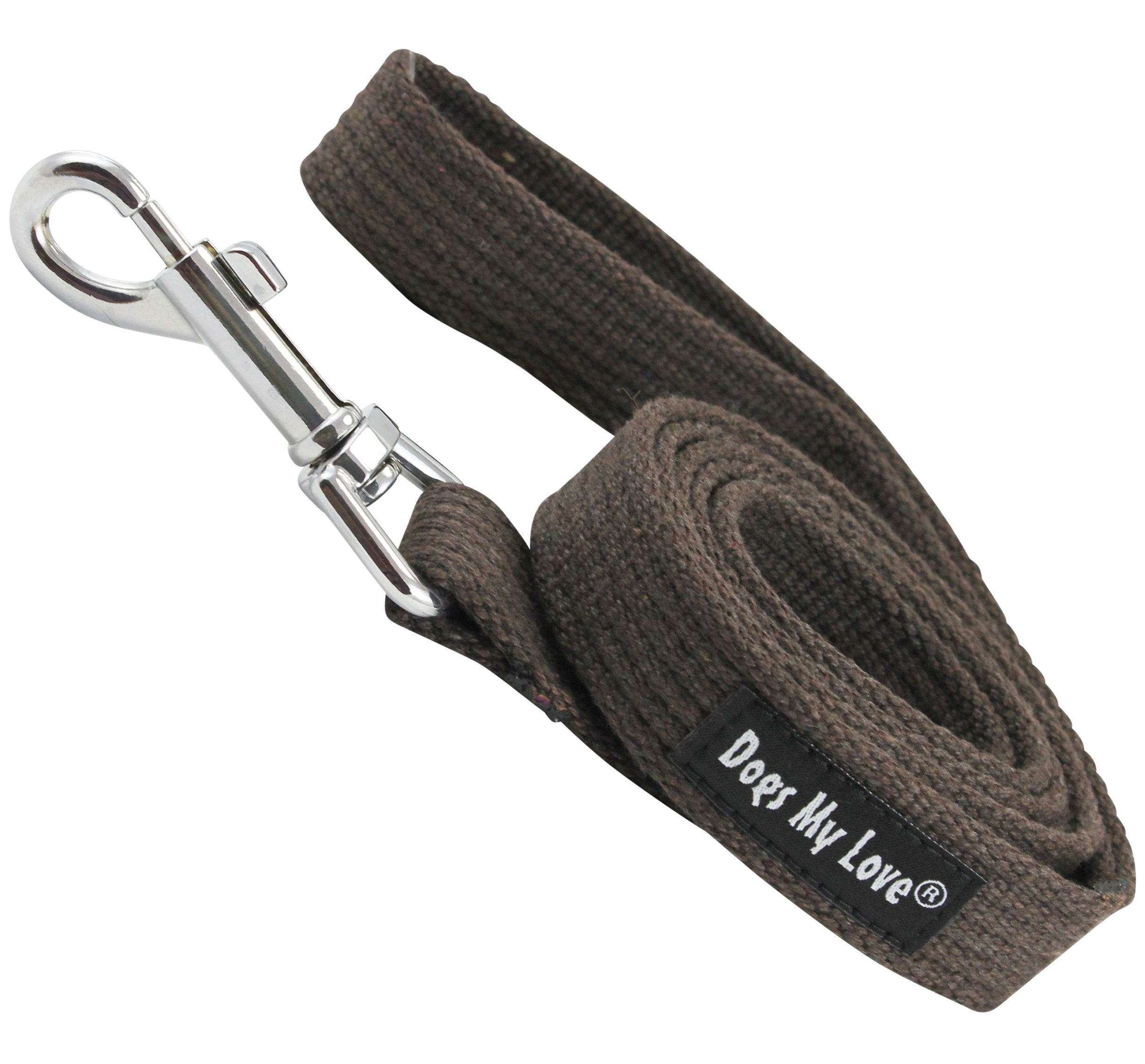 Dog Leash 4.5Ft Long Cotton Web Brown 4 Sizes (Large: 1' Wide)