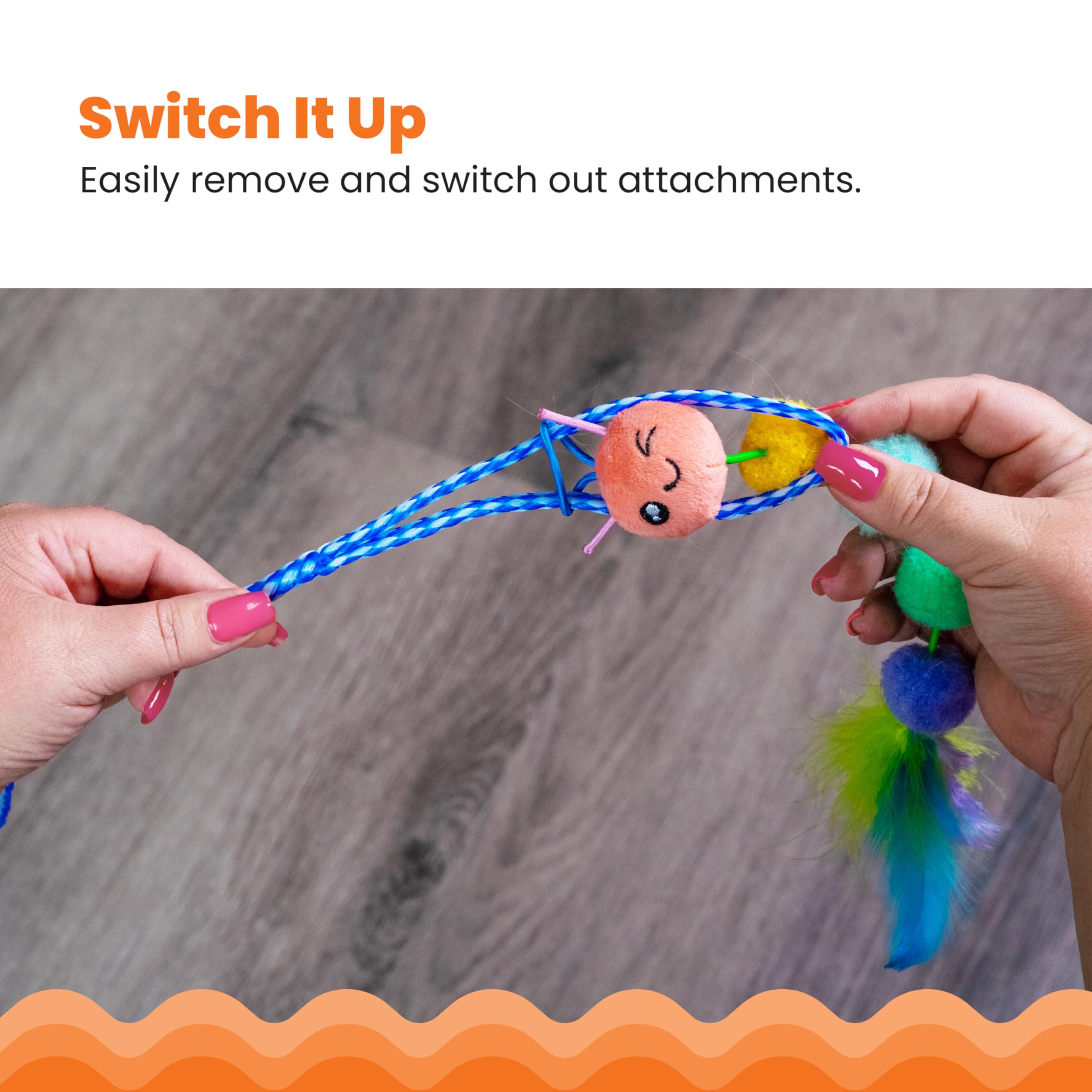 Catstages Tail Teaser Ground Prey Play Wand With Catnip Toy Attachments Interactive Cat Wand